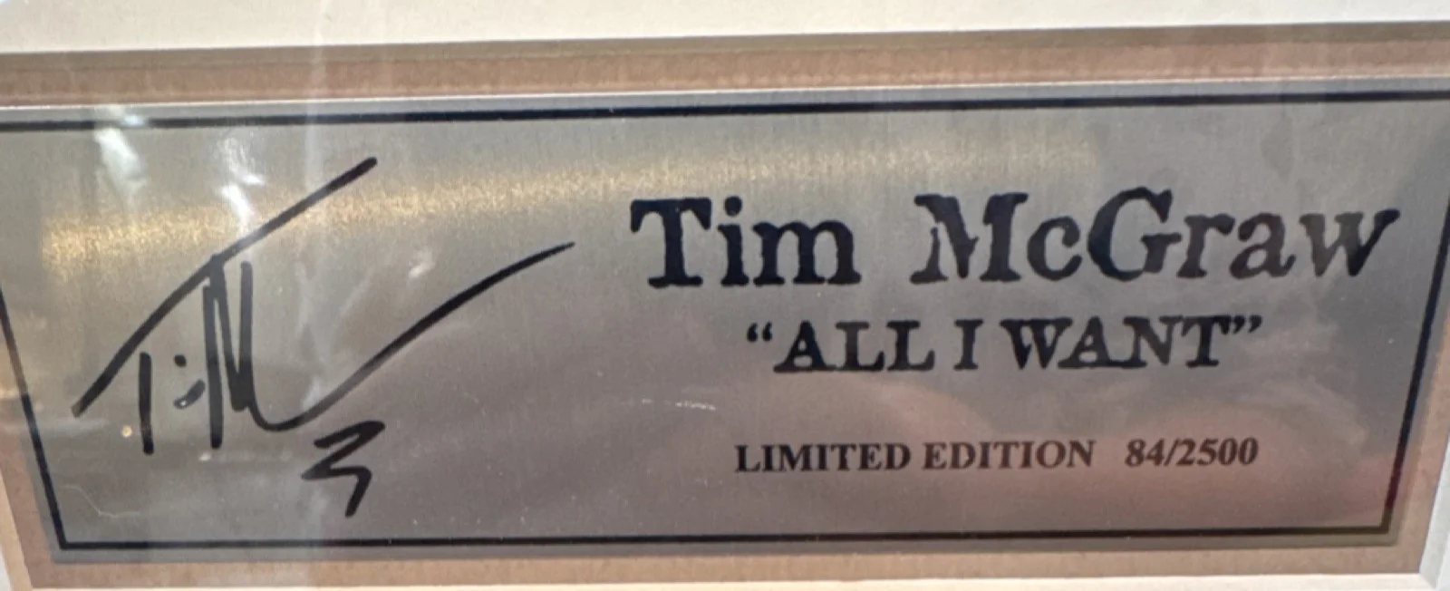 Tim McGraw Signed Limited Edition Framed 'All I Want' CD 84/2500 Original, image 2