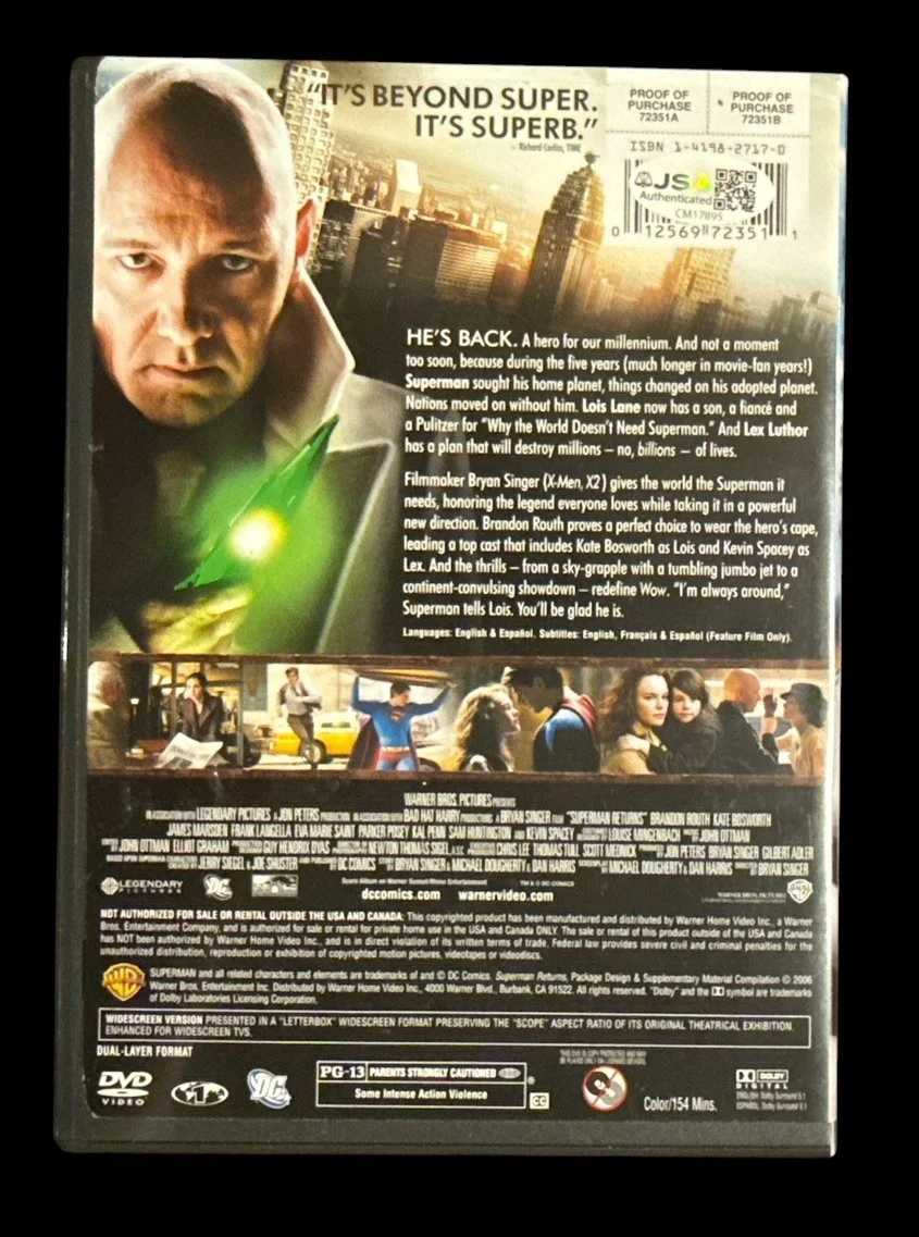 Brandon Routh — Brandon Routh Signed 2006 “SUPERMAN RETURNS” Widescreen Edition DVD Cover JD, image 3