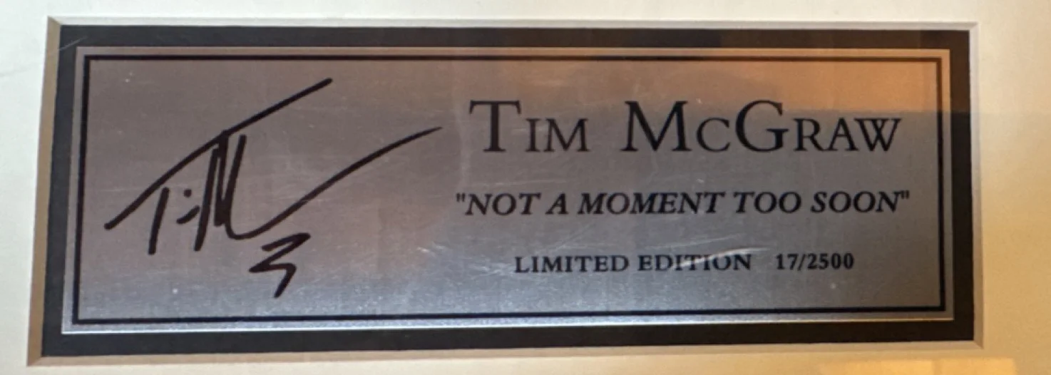 Tim McGraw Not a Moment Too Soon Signed Framed CD Display Limited Edition, image 5