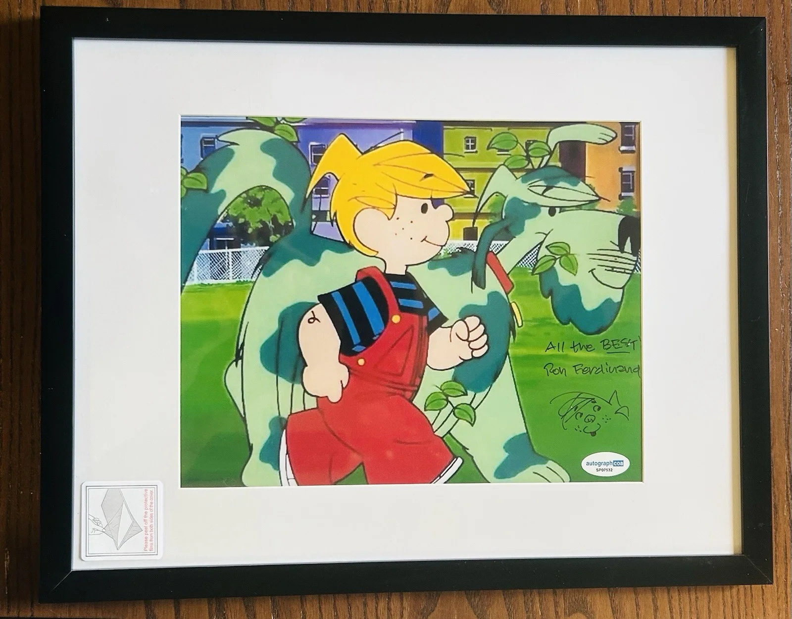 Ron Ferdinand — Ron Ferdinand Signed And Framed 8x10 Photograph Inscribed Dennis The Menace