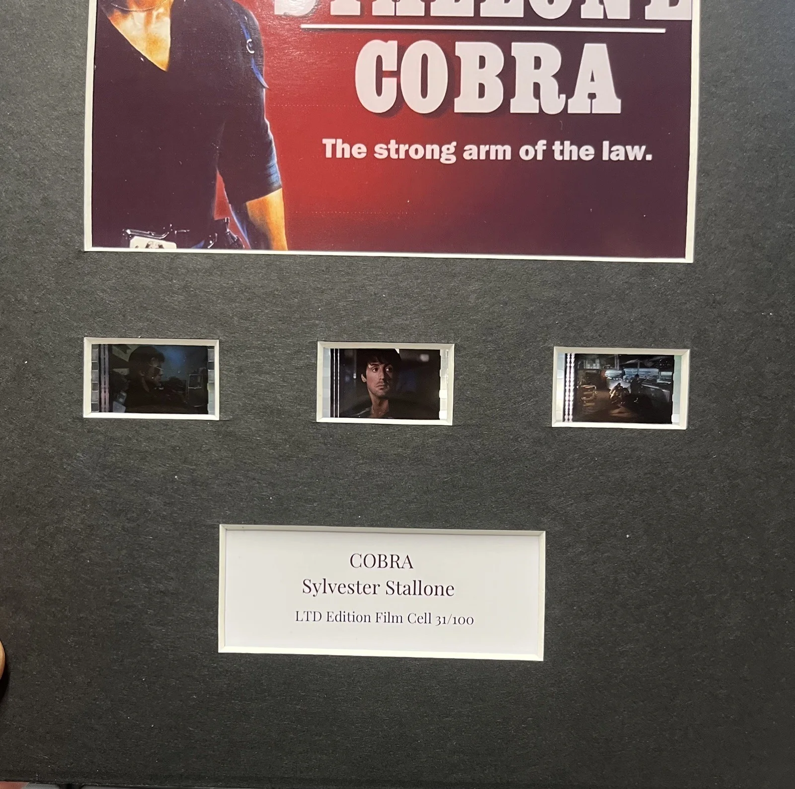 COBRA. Sylvester Stallone . . 35mm Film Cell MOUNTED DISPLAY, image 3