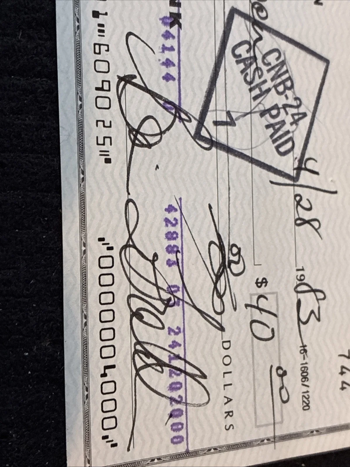 Bonnie Franklin — Bonnie Franklin signed cancelled check~TV Series One Day at a Time~4/28/83, image 2