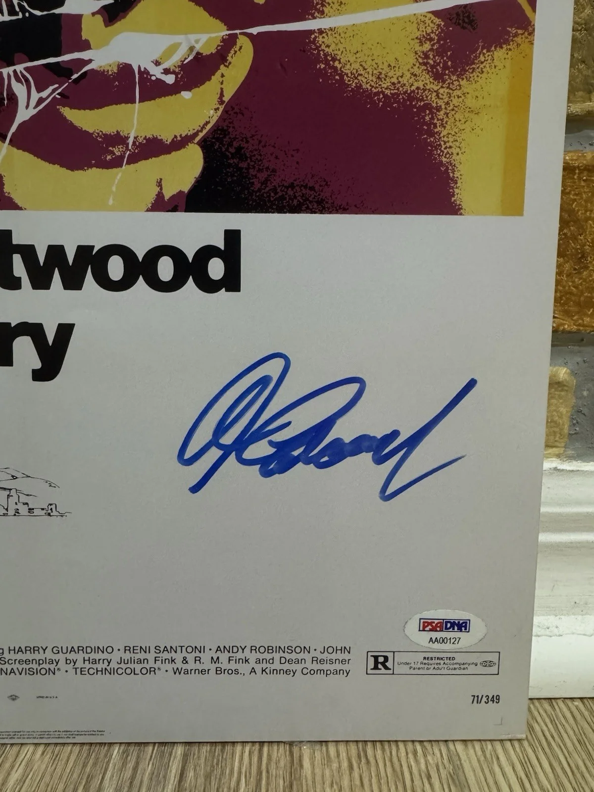 CLINT EASTWOOD SIGNED AUTOGRAPHED DIRTY HARRY MOVIE POSTER 12x18 PSA DNA LOA, изображение 2