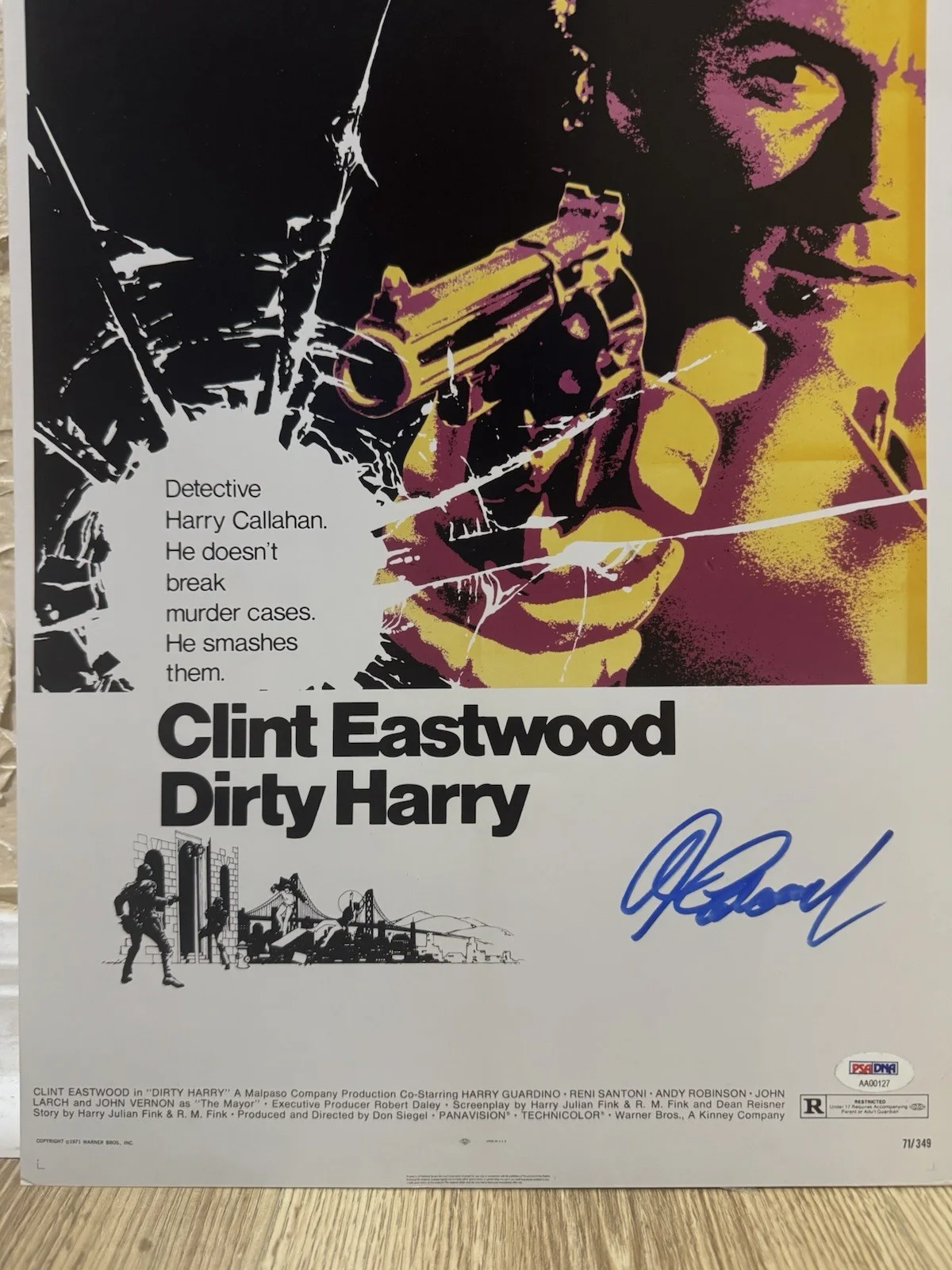 CLINT EASTWOOD SIGNED AUTOGRAPHED DIRTY HARRY MOVIE POSTER 12x18 PSA DNA LOA, изображение 3