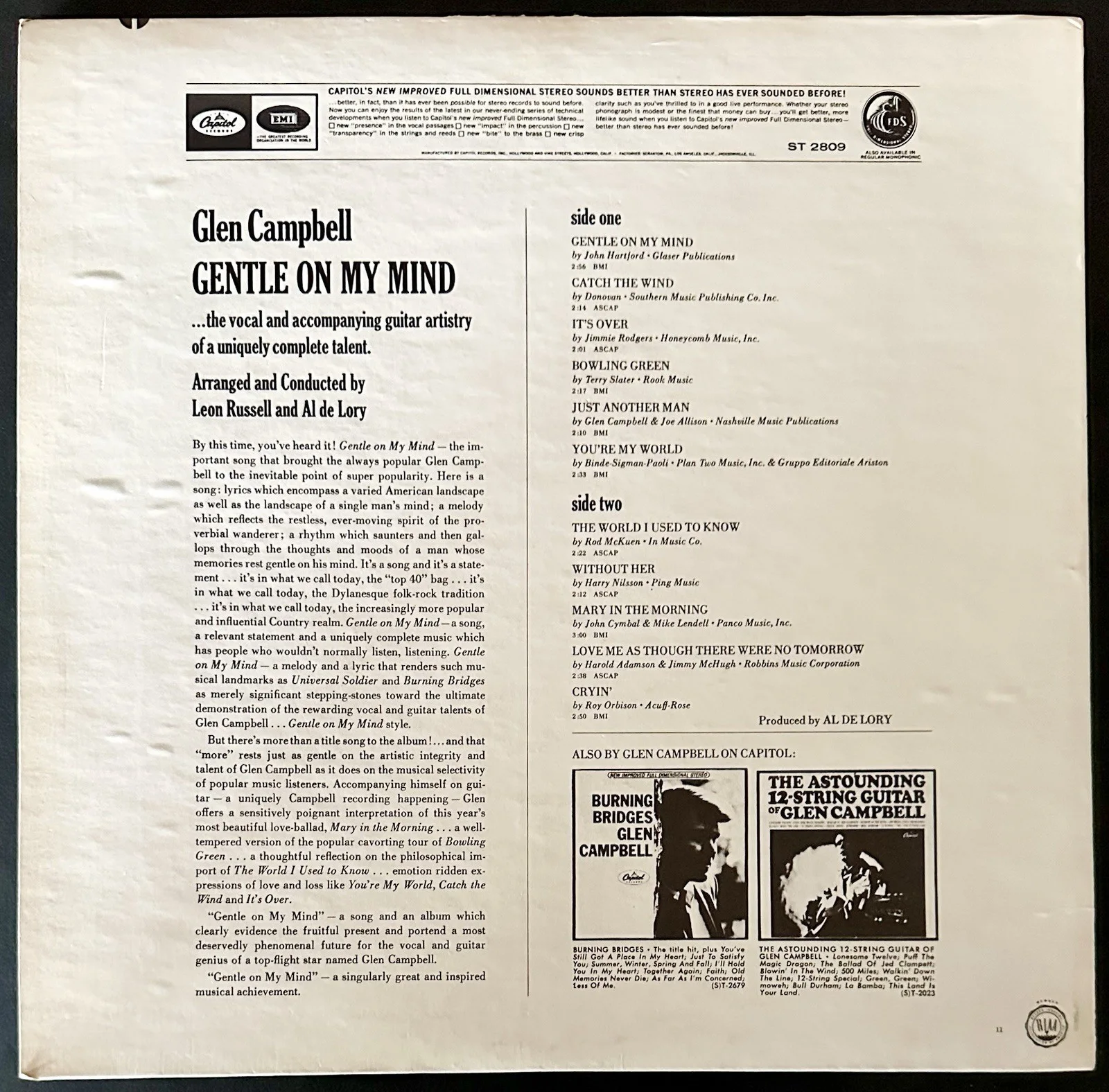 Glen Campbell LP Album Signed, image 4