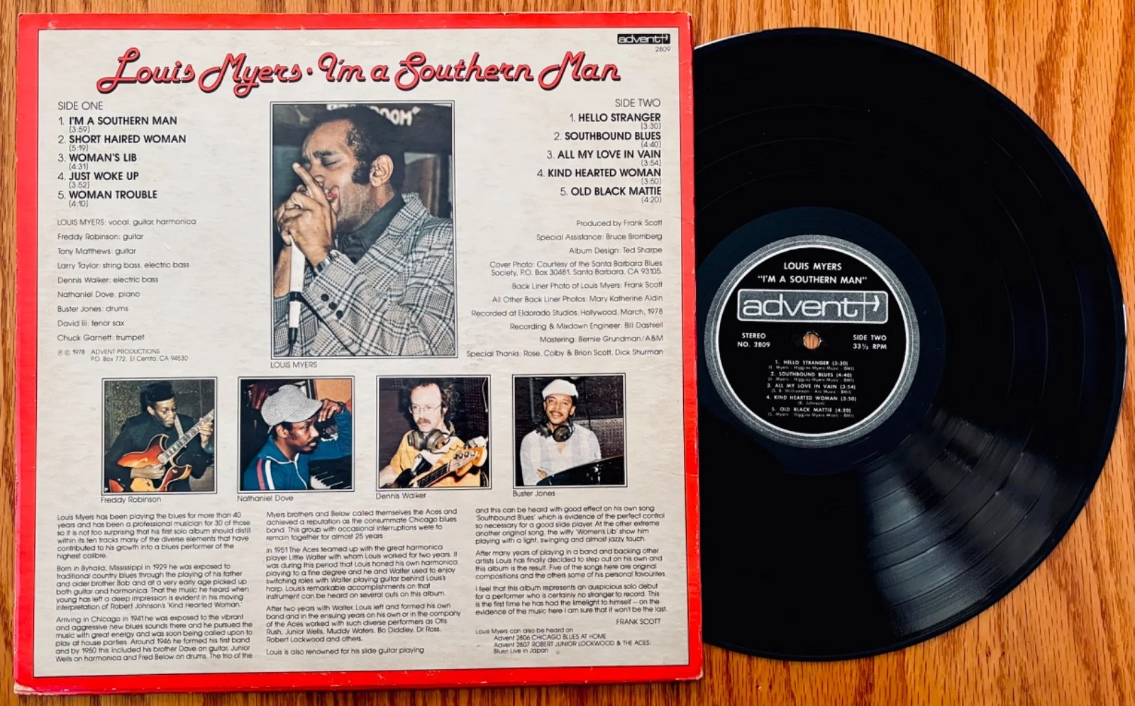 LOUIS MYERS Signed I'M A SOUTHERN MAN Chicago Blues Guitar Album~ADVENT #2809, изображение 2