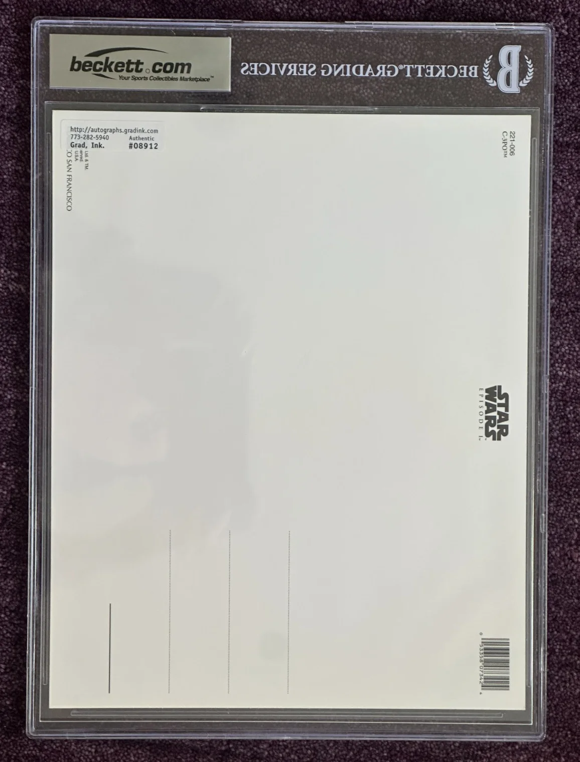 ANTHONY DANIELS — ANTHONY DANIELS Signed STAR WARS 8 X 10 PHOTO Beckett Encapsulated AUTO 10 INSCR, изображение 3