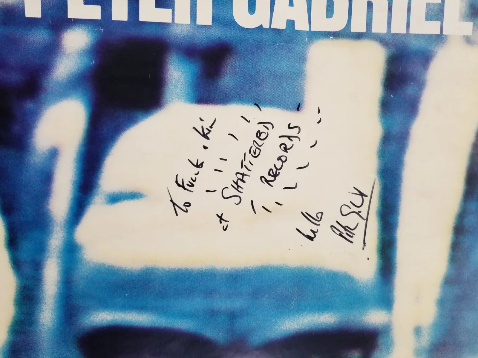 Peter Gabriel hand SIGNED 23x23" Security Album Promo Poster JSA COA Genesis, изображение 2