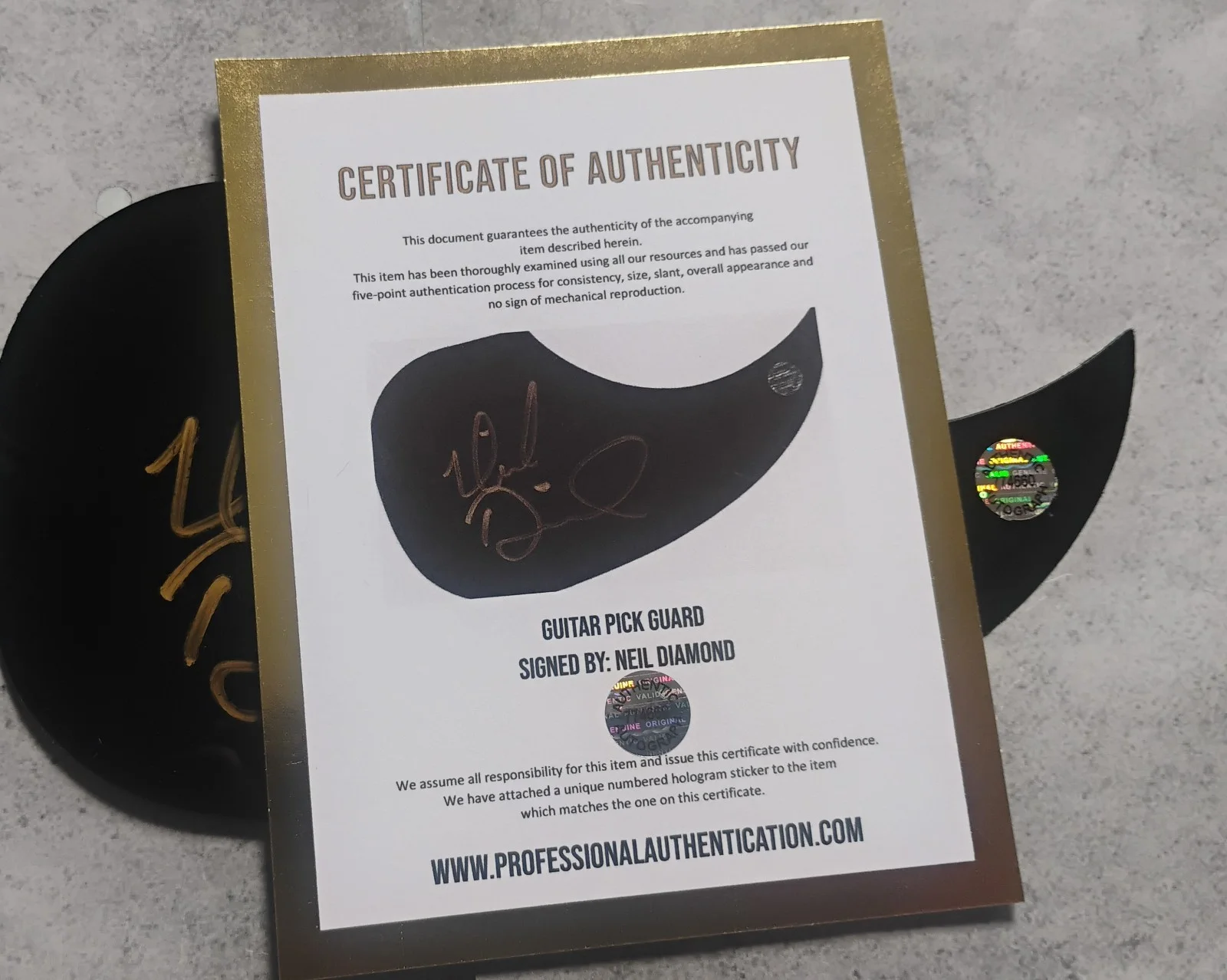 Neil Diamond Hand Signed Autograph COA Guitar Pick Guard NO US TARIFFS, image 4
