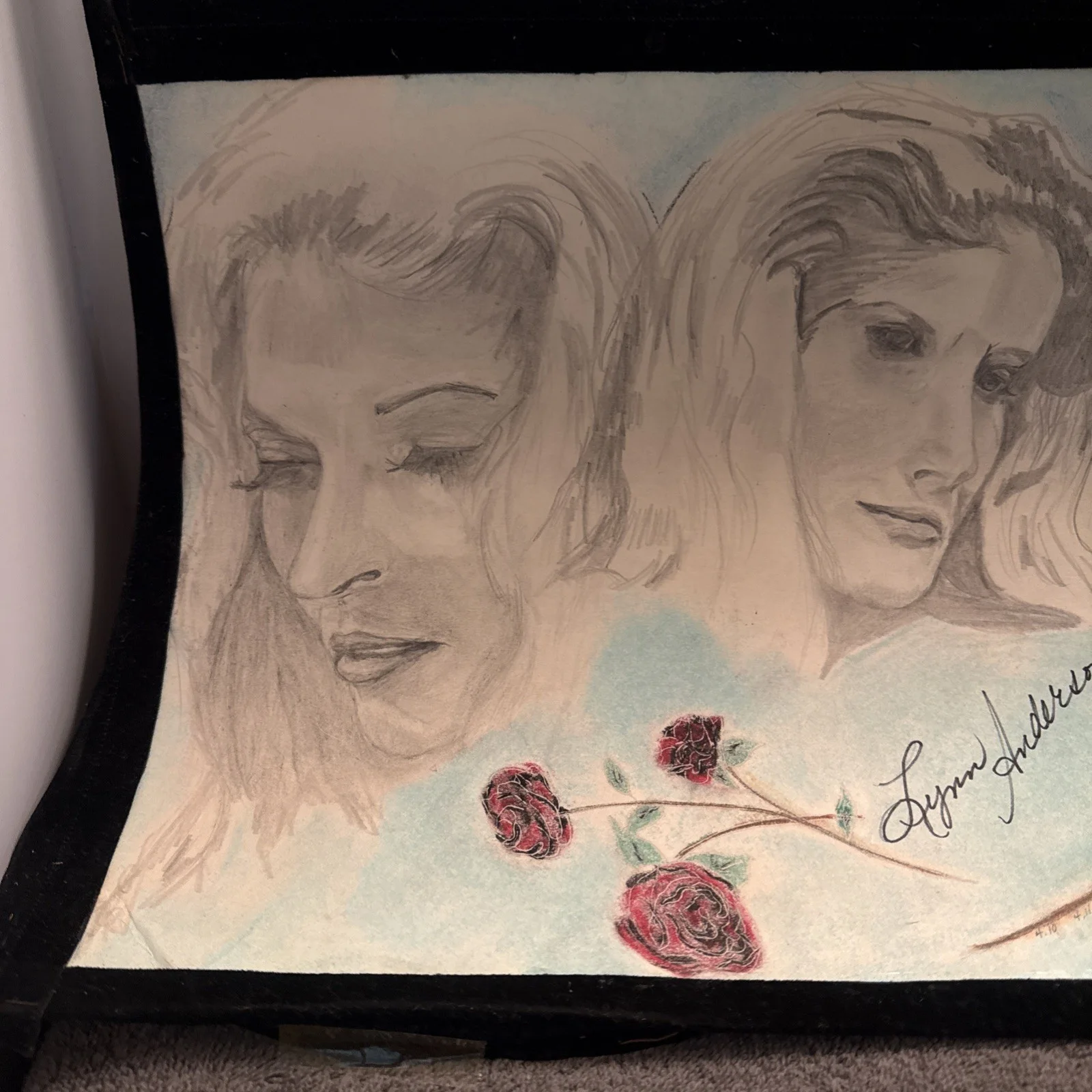 Lynn Anderson Autographed Drawing Country Music Singer 20” X 14” Box30, image 2