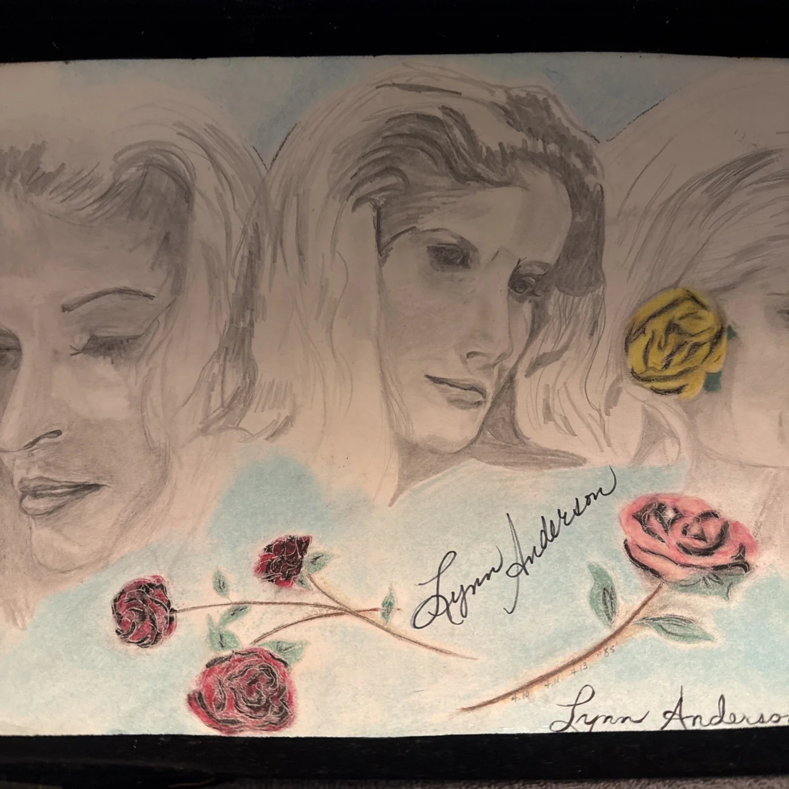Lynn Anderson Autographed Drawing Country Music Singer 20” X 14” Box30, image 3