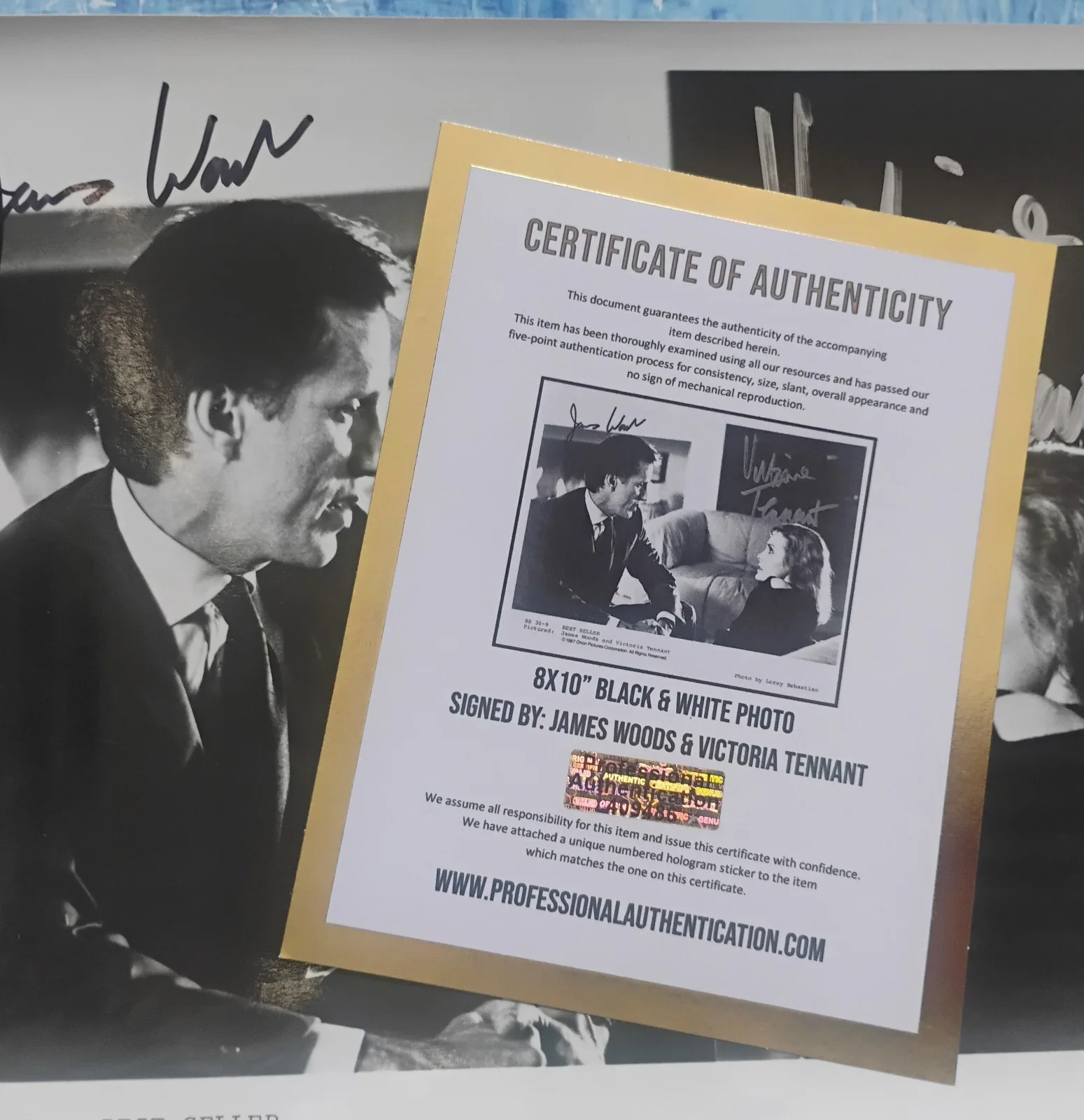 James Woods & Victoria Tennant Hand Signed 8x10 Photo COA - NO US TARIFFS, изображение 5