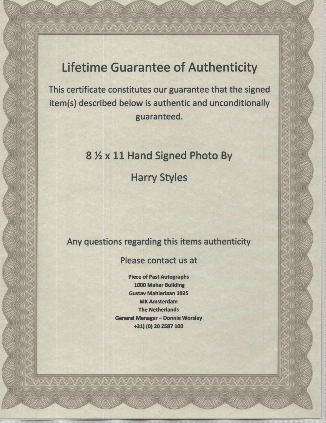 HARRY STYLES - HANDSOME SINGER - YOUNG - HAND SIGNED AUTOGRAPHED PHOTO WITH COA, image 2
