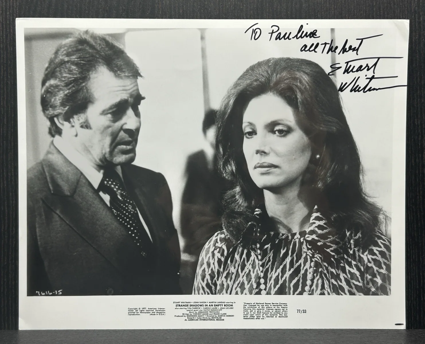 Stuart Whitman — STUART WHITMAN VINTAGE SIGNED PHOTO 1977 Original Autograph JSA Strange Shadows