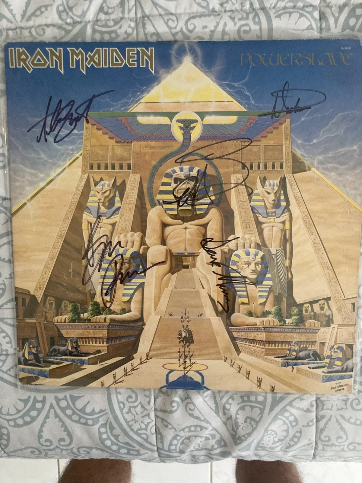 Iron Maiden Signed Powerslave Vinyl ACOA COA! Complete Full Band!, image 3