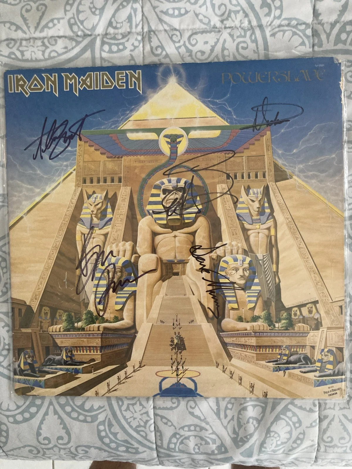 Iron Maiden Signed Powerslave Vinyl ACOA COA! Complete Full Band!, image 4