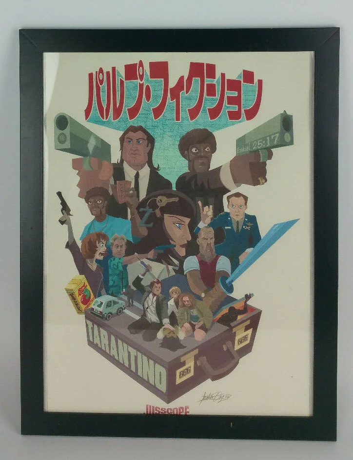 Justin Orr — RARE Signed Quentin Tarantino Pulp Fiction Print Jusscope Justin Orr 11x16 Frame