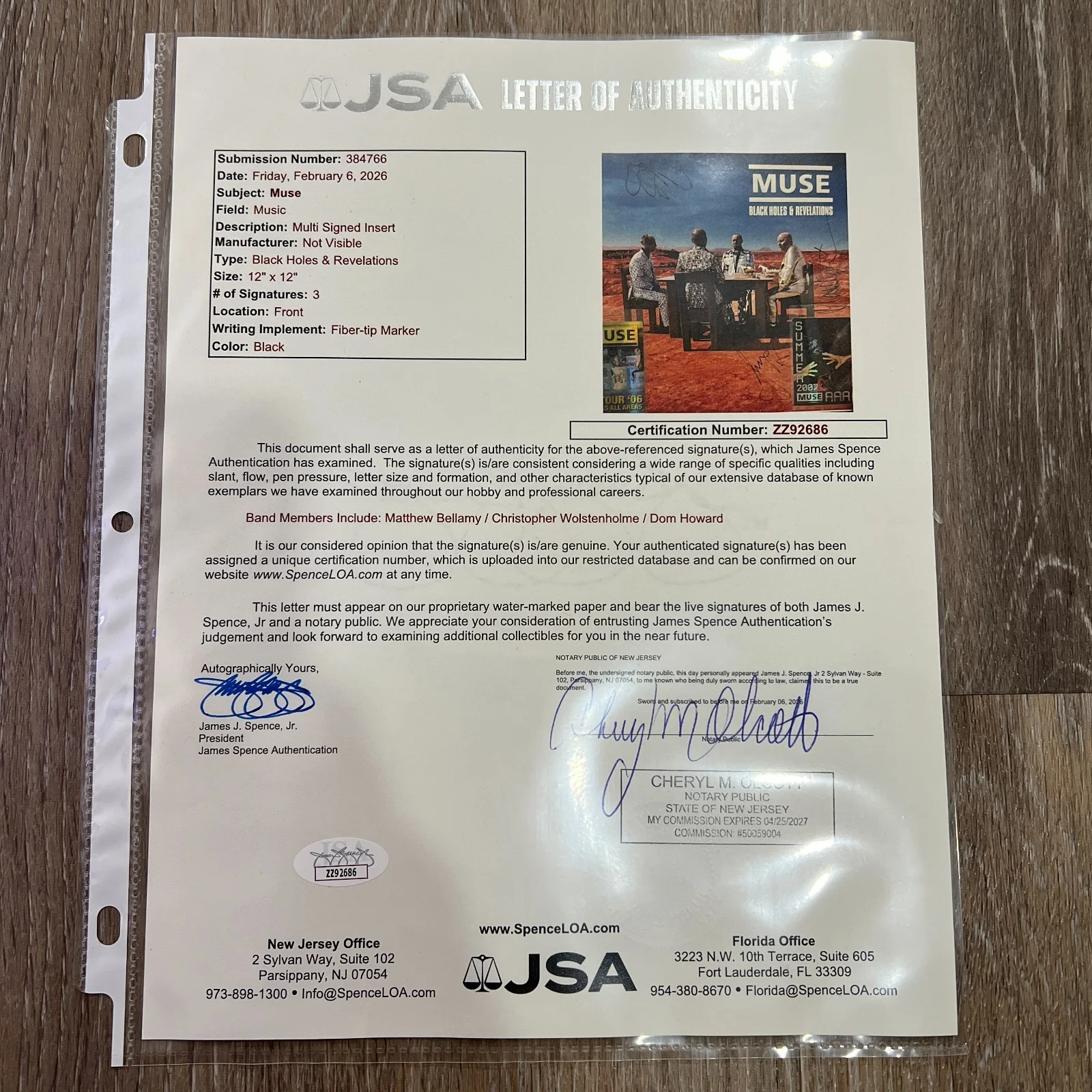 Muse 'Black Holes & Revelations' Full Band Signed Autographed Flat [JSA], image 2