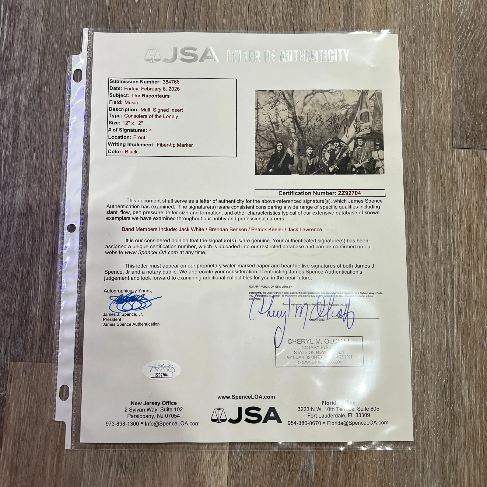 Raconteurs 'Consolers of the Lonely' Signed Autographed Flat Jack White [JSA], изображение 2