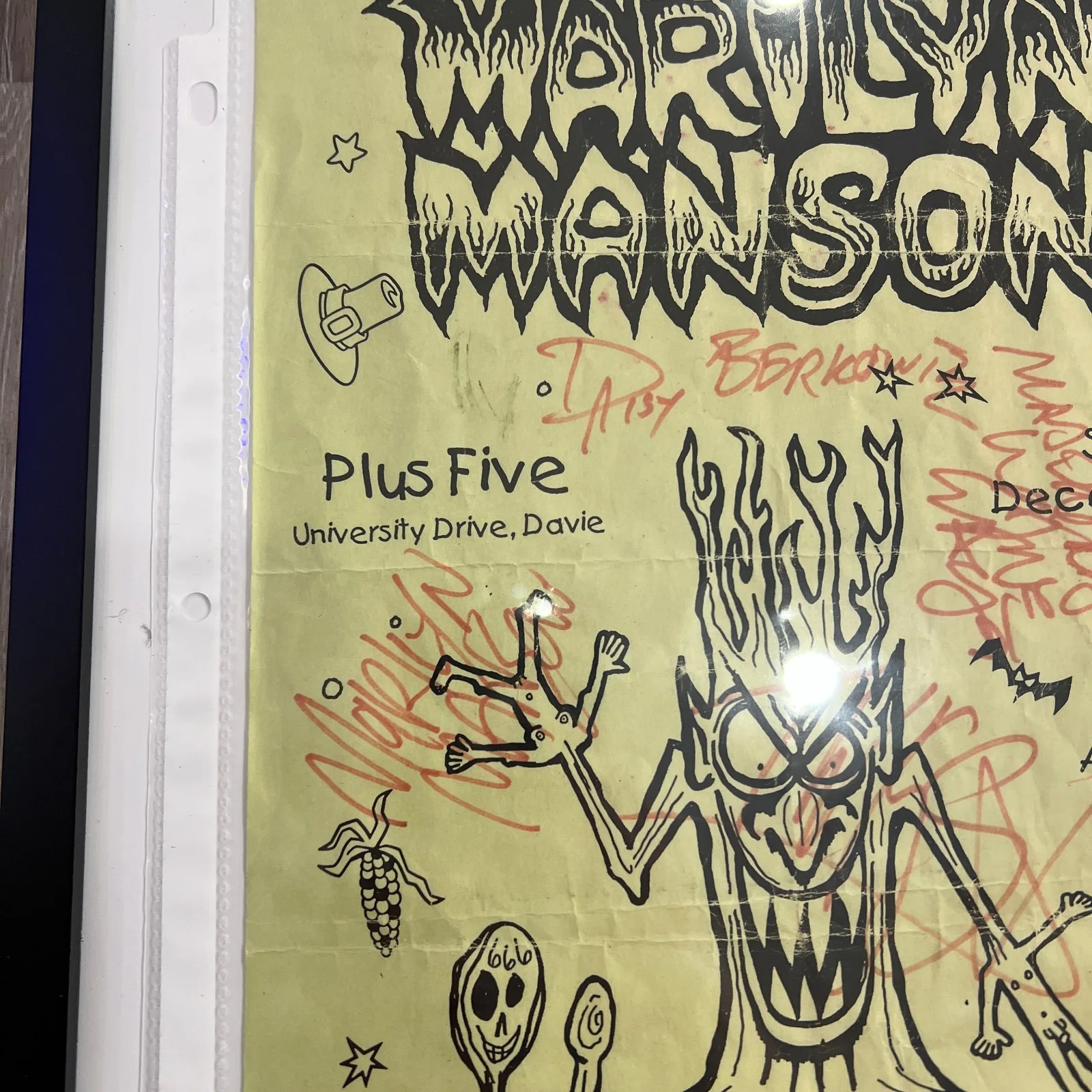 Marilyn Manson 1993 Plus Five Lounge Full Band Signed Autographed Concert Flyer, изображение 2