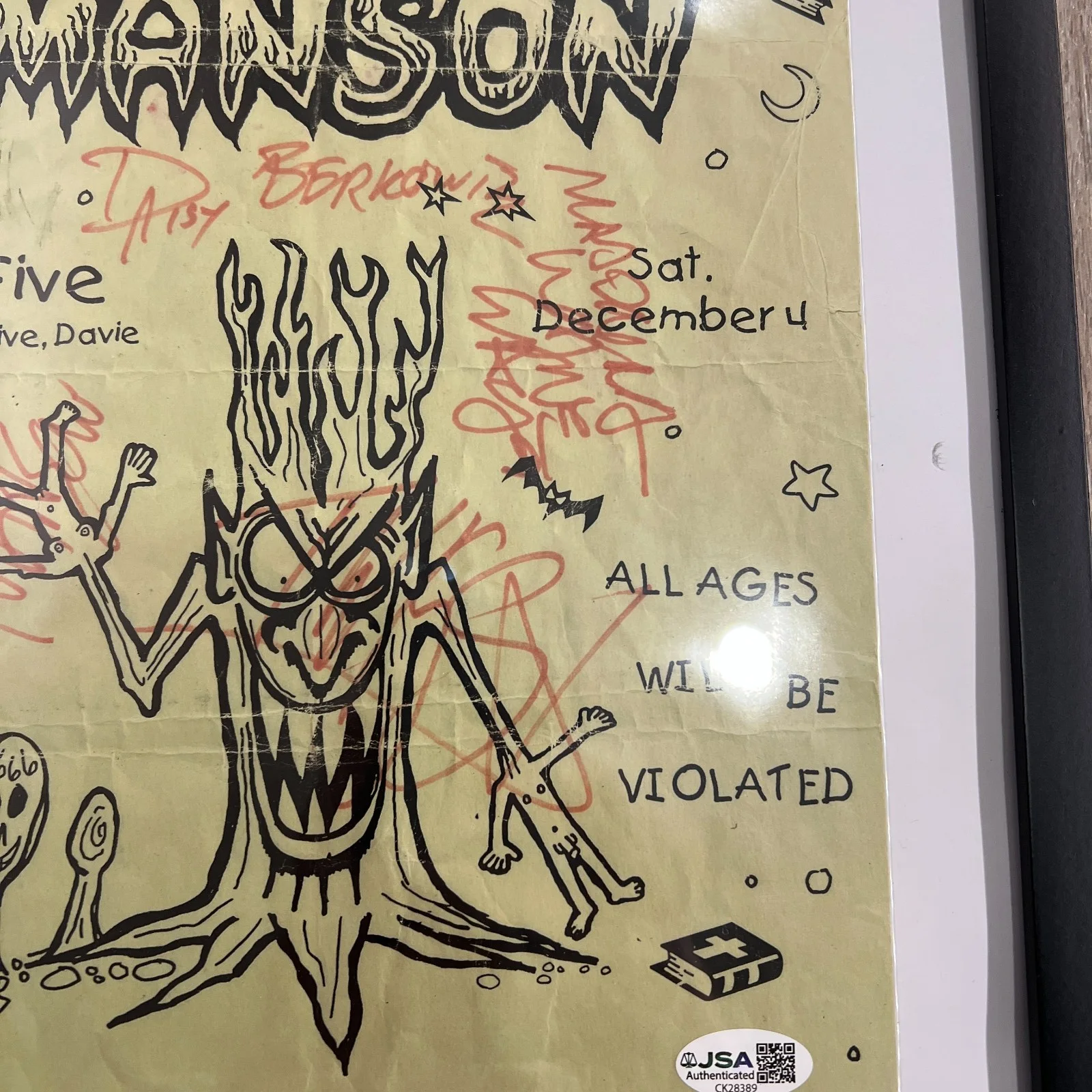 Marilyn Manson 1993 Plus Five Lounge Full Band Signed Autographed Concert Flyer, изображение 3