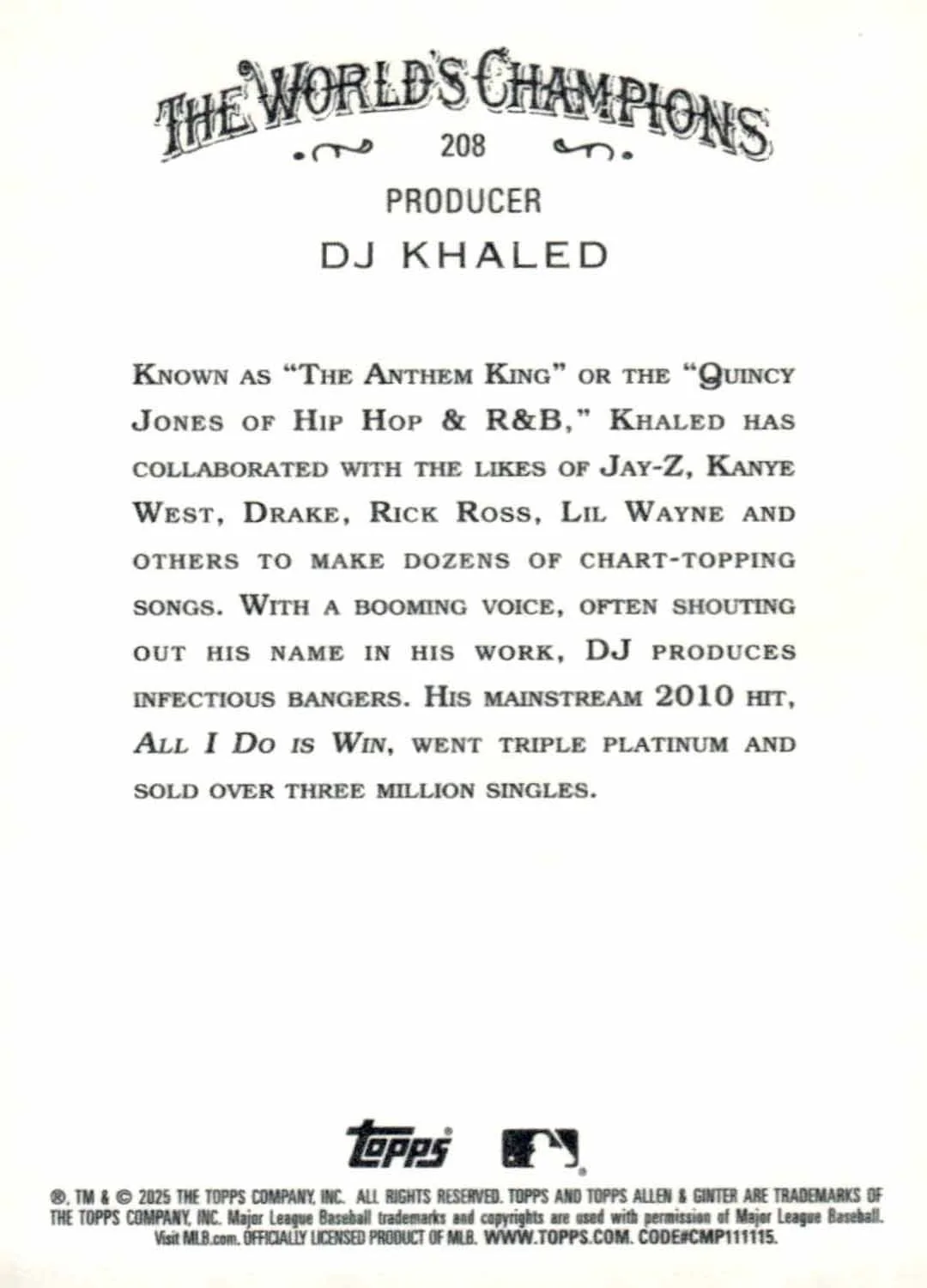 DJ Khaled — DJ Khaled Signed Allen & Ginter Card COA 2 Proof Photo, изображение 2