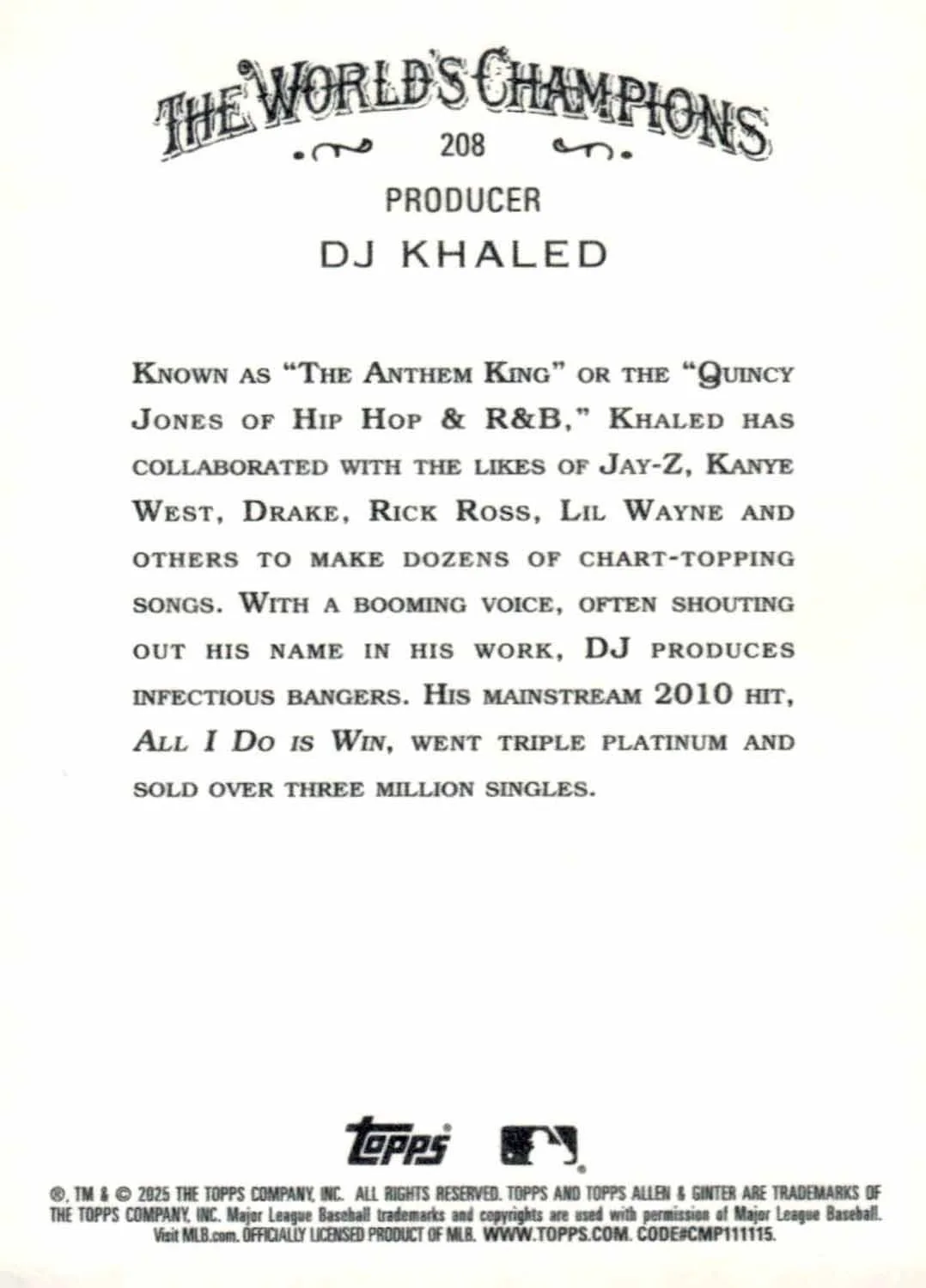 DJ Khaled — DJ Khaled Signed Allen & Ginter Card COA 1 Proof Photo, изображение 2