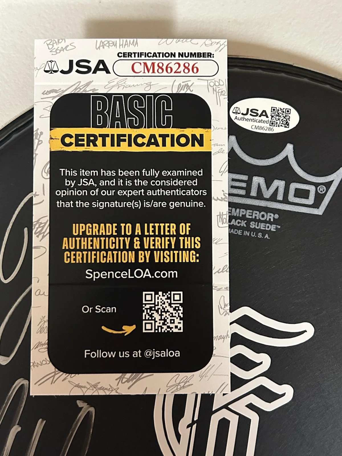 FIT FOR A KING AUTOGRAPHED SIGNED 10" DRUMHEAD WITH JSA COA # CM86286, image 2