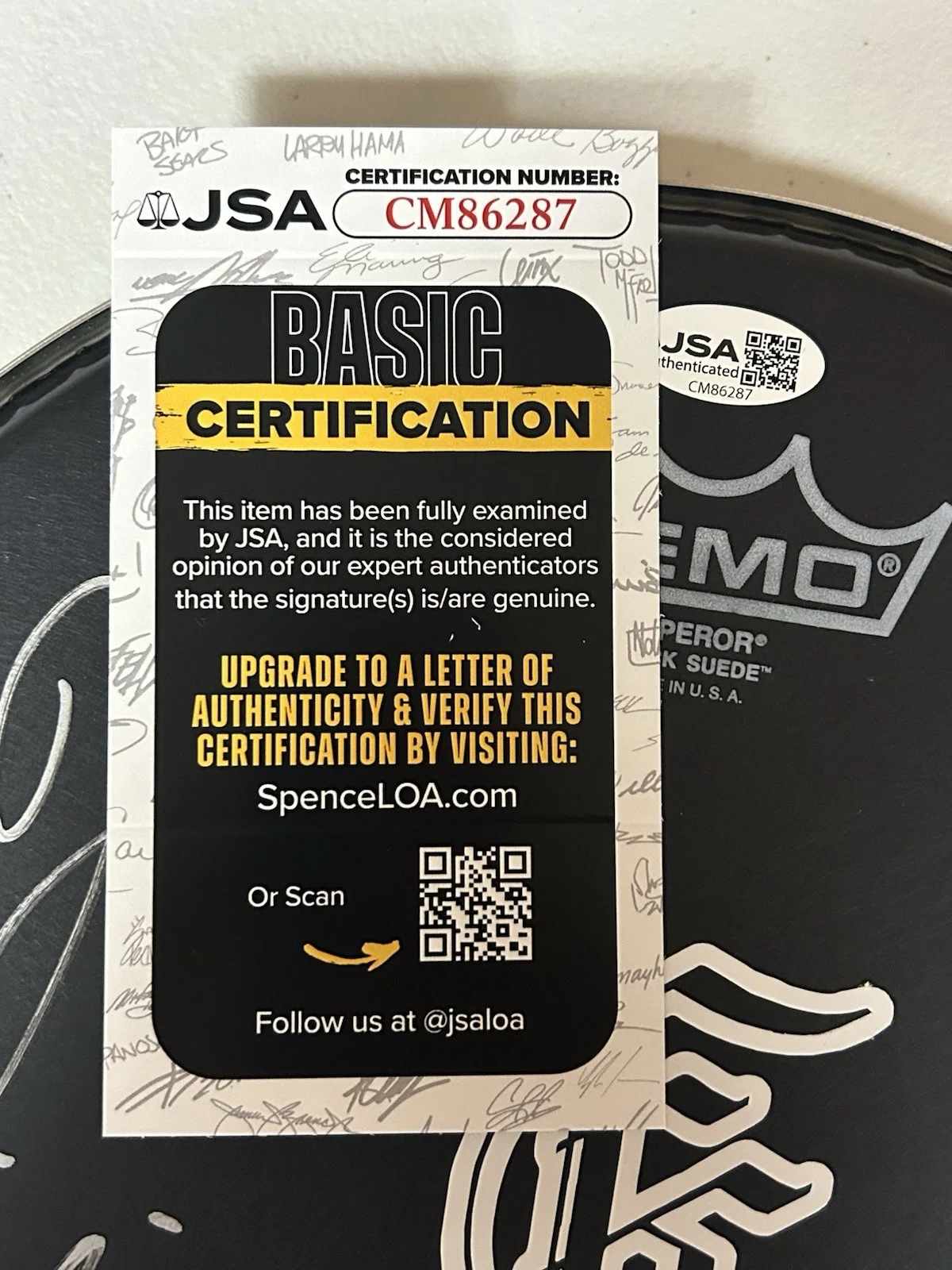 FIT FOR A KING AUTOGRAPHED SIGNED 10" DRUMHEAD WITH JSA COA # CM86287, image 2