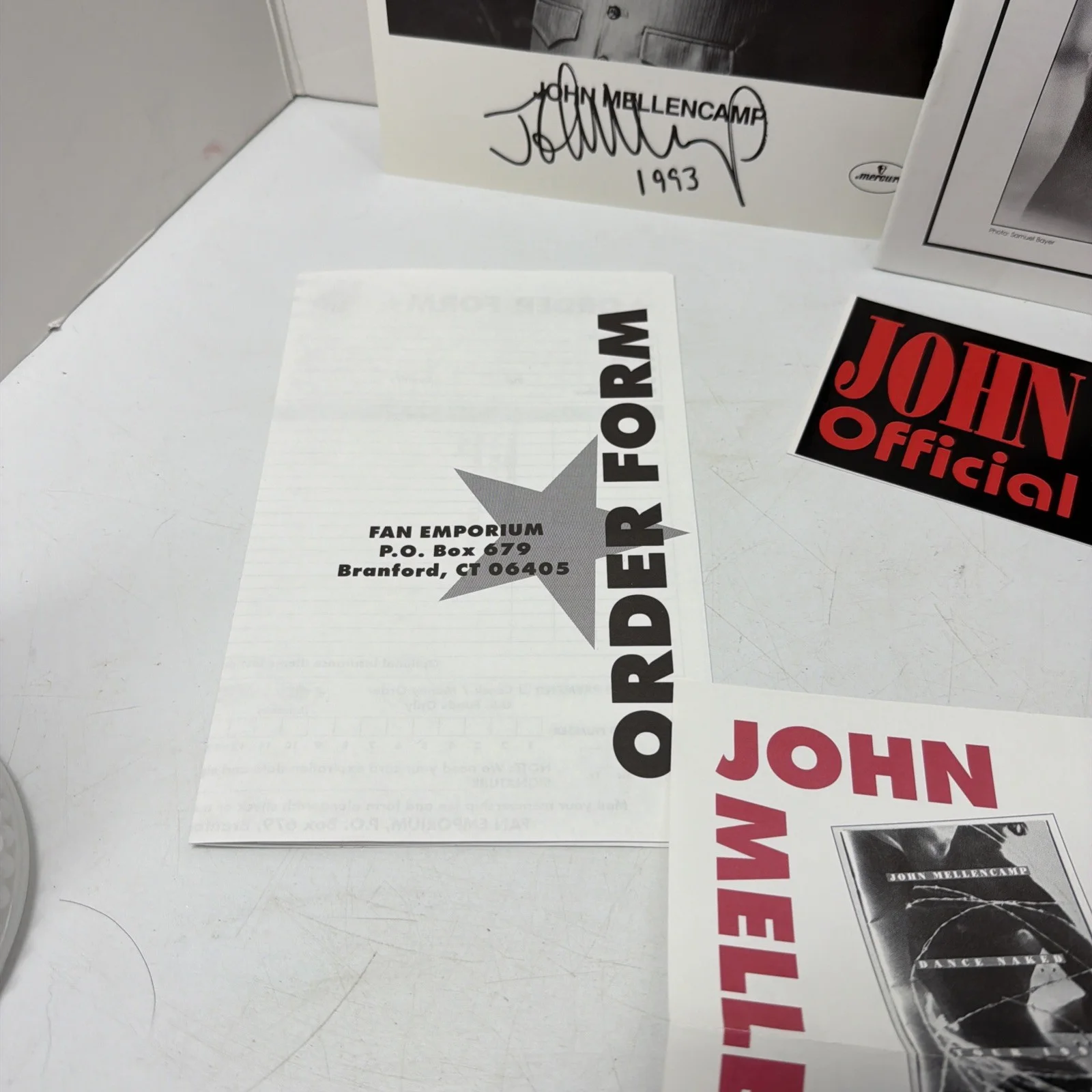 Big John Mellencamp Merch Lot 2 Autographed 8x10 Photos Order Form Sticker Bio, image 3