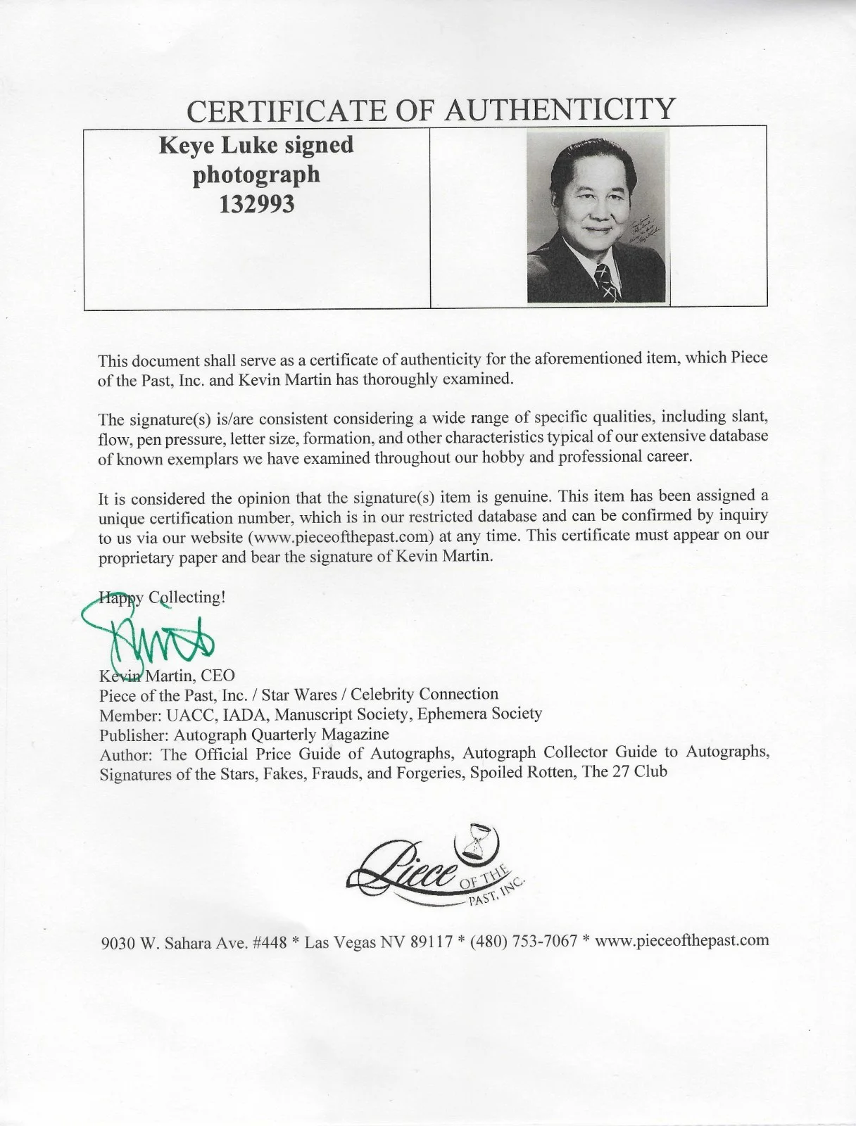 Keye Luke — KEYE LUKE Signed 8x10 with UACC COA .. #1 Son in Charlie Chan, Kung Fu, KATO, изображение 3