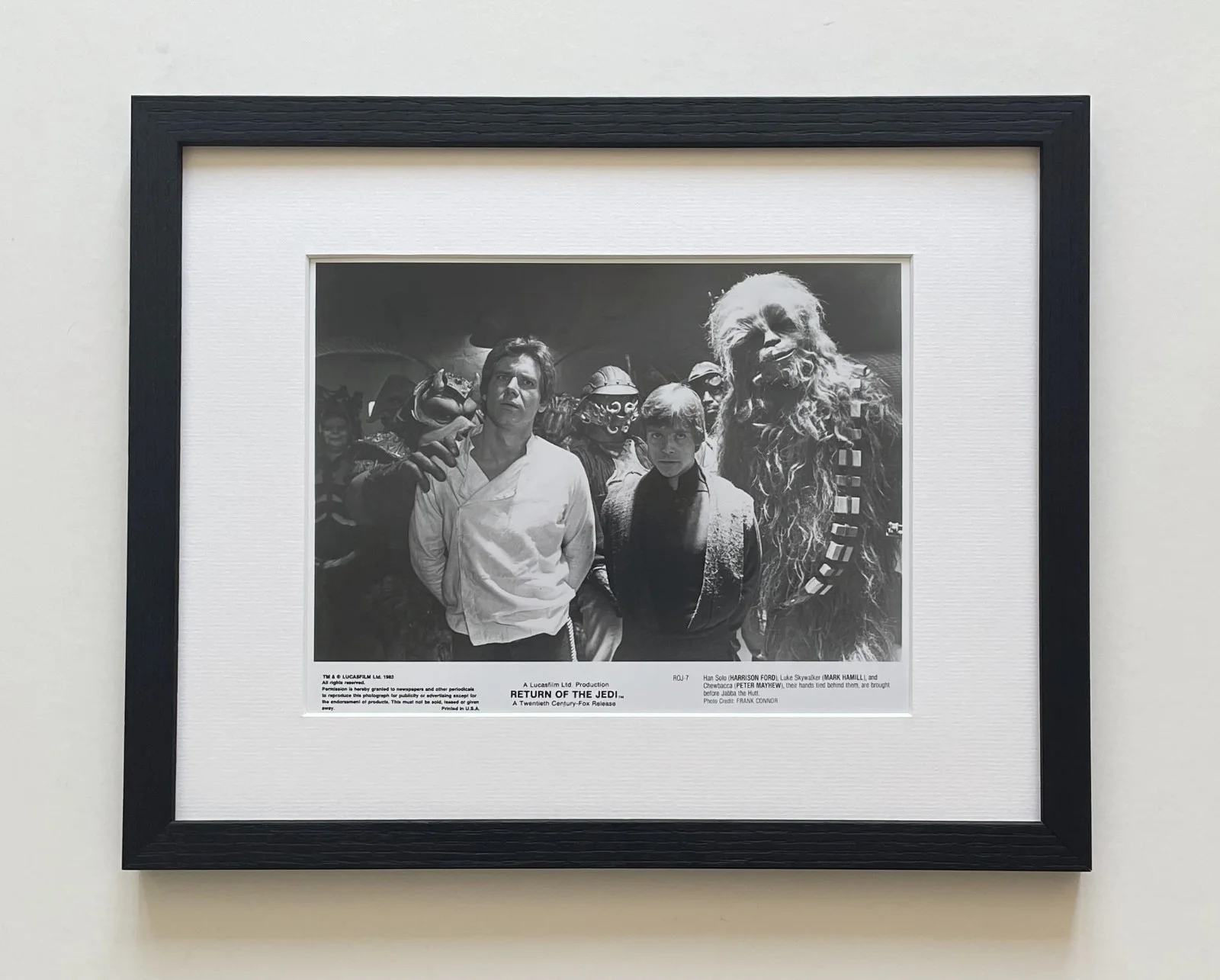 Star Wars Return Of The Jedi Photo Original 8X10 Inch B&W Press Still: Framed, изображение 2