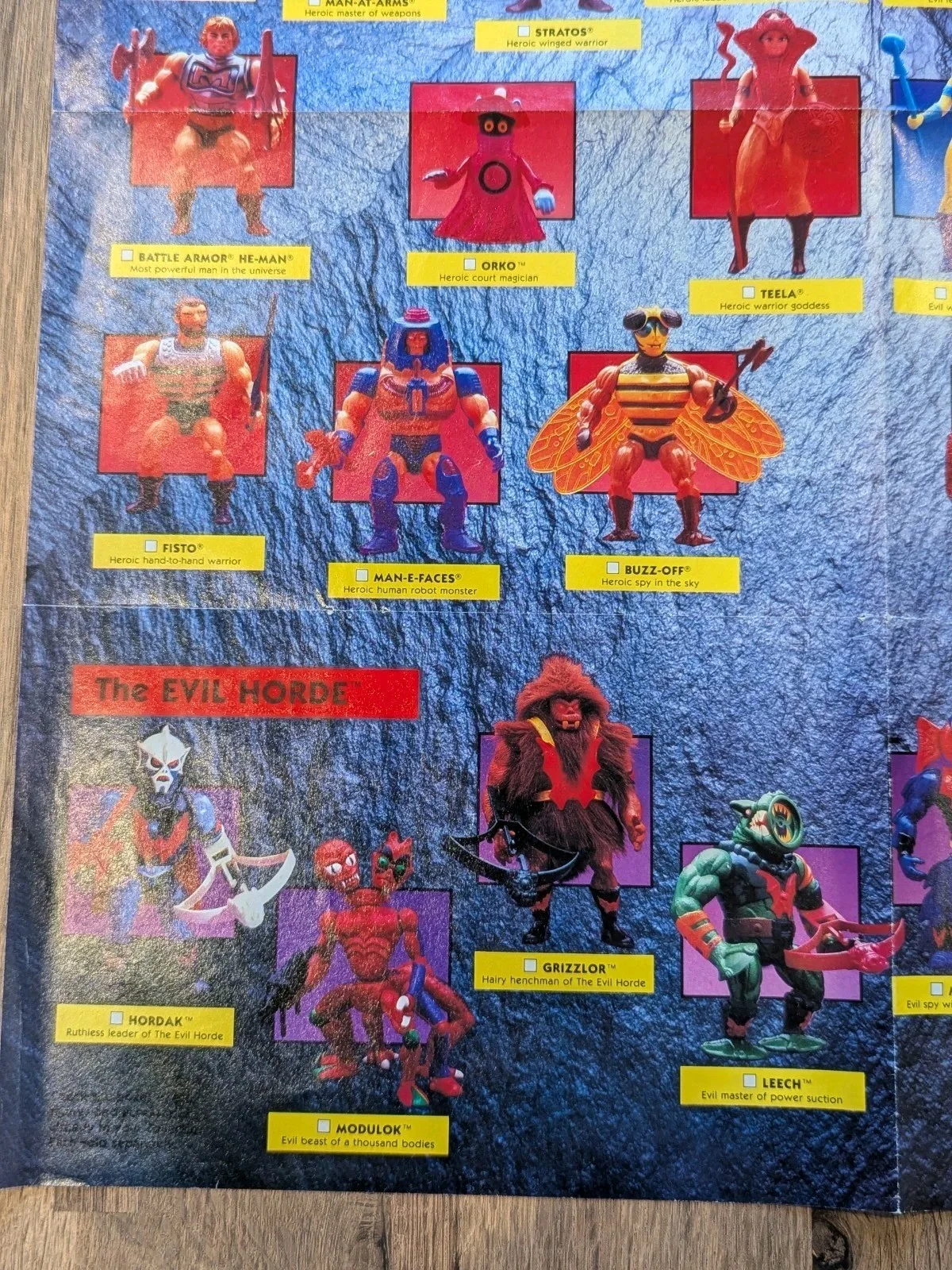 Vintage He Man Collectors Poster 1980s Rare MOTU, изображение 5
