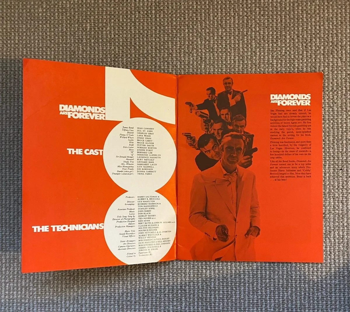 James Bond 007 - Diamonds Are Forever Original Film Brochure 1971 Good Condition, изображение 2