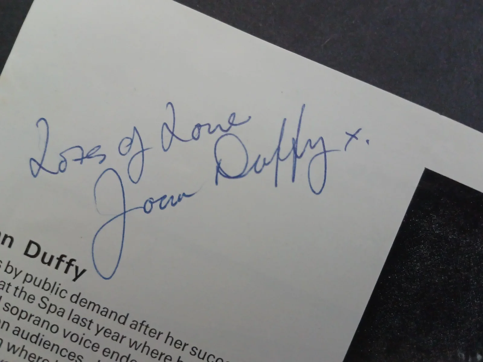 Joan Duffy Signed 4" x 6.25" Photo - Soprano, image 2