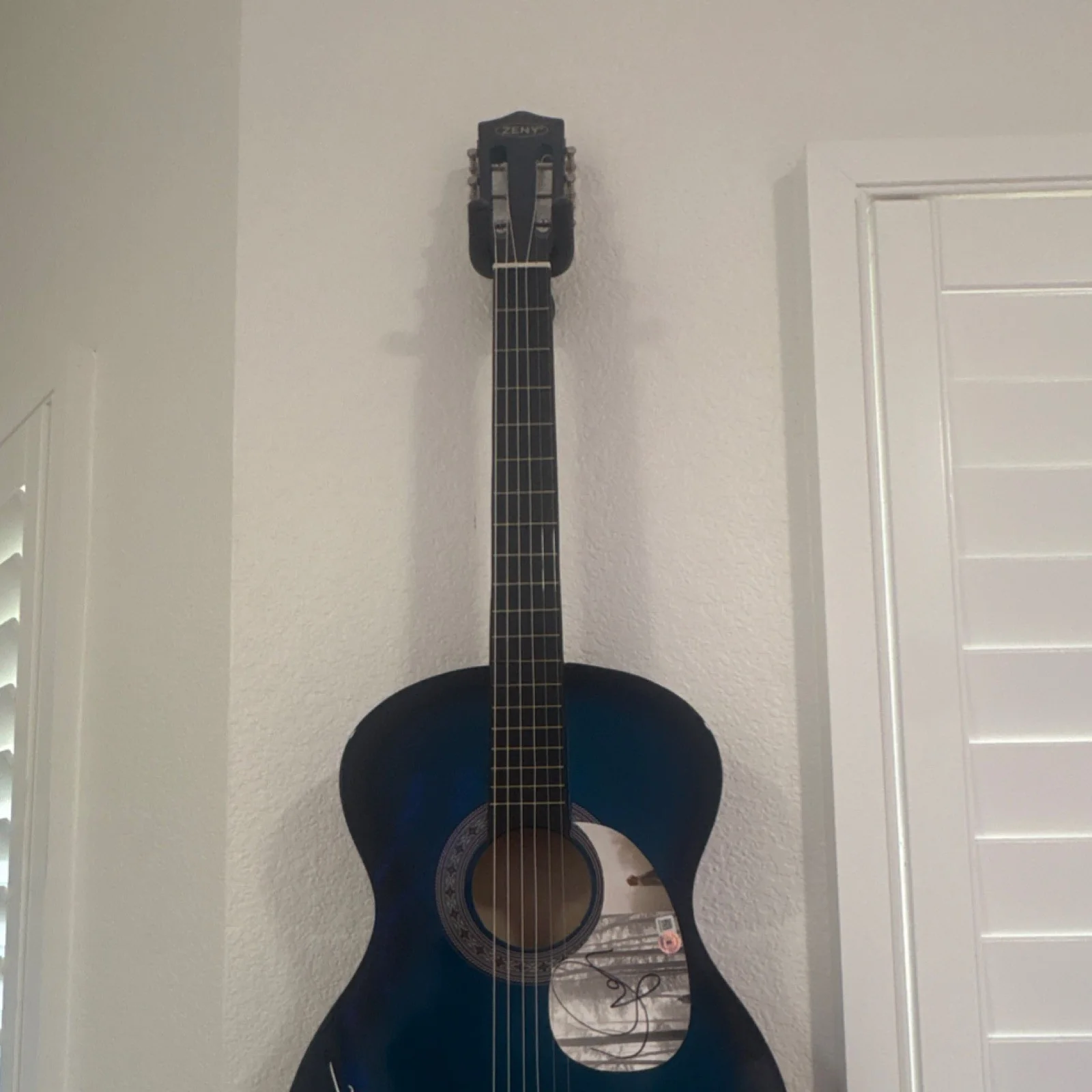 Zeny Blue Acoustic Guitar Autographed by Taylor Swift Beckett Authenticated, image 2