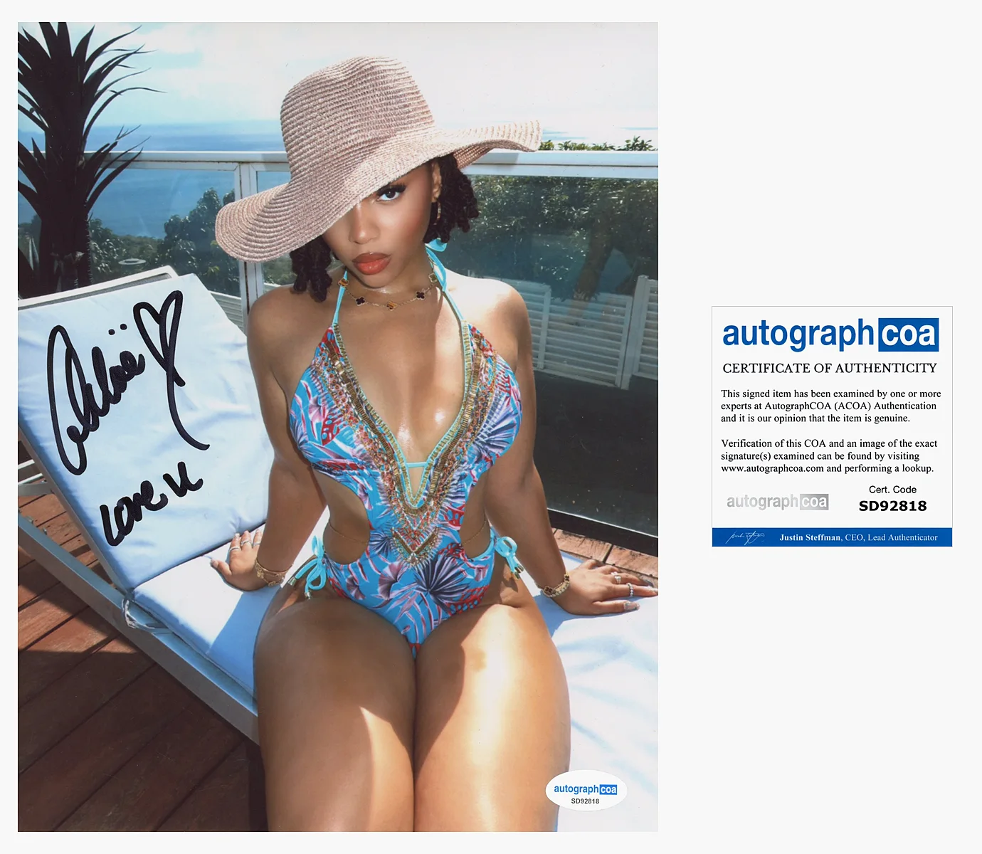 Chloe Bailey — Chloe Bailey signed Auto 8x10 Photo EXT PROOF g SEXY BIKINI Inscription ACOA COA, image 4