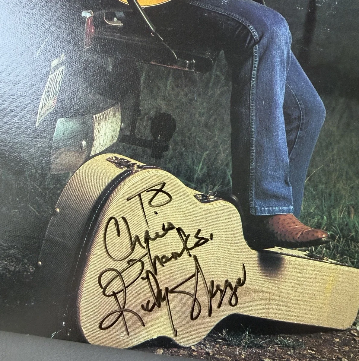 RICKY SKAGGS AUTOGRAPHED SIGNED VINYL RECORD! COUNTRY MUSIC LEGEND TO CHRIS, изображение 2