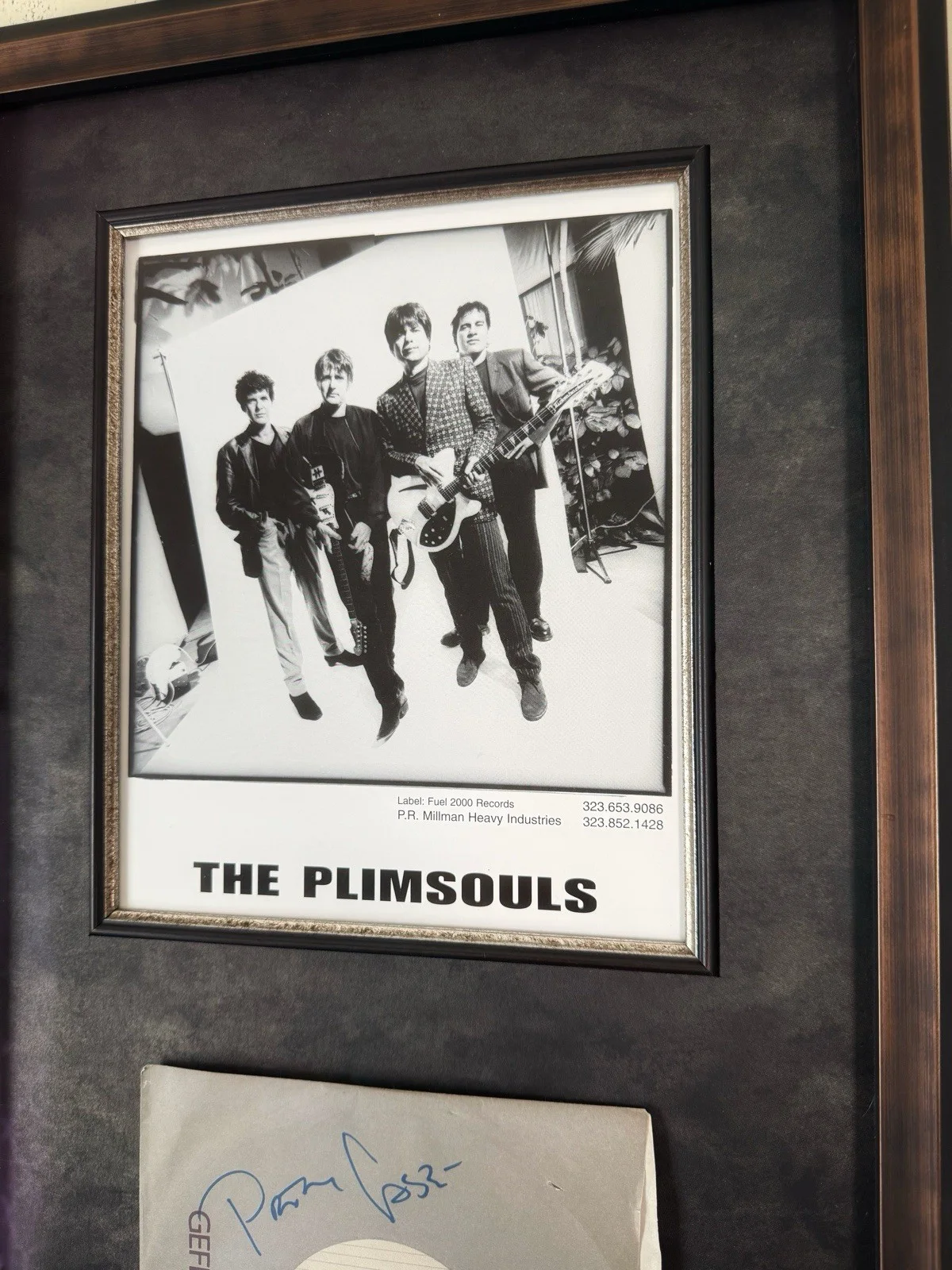 Extremely Rare Plimsouls Peter Case & Eddie Munoz Signed ‘45 Professional Framed, image 2