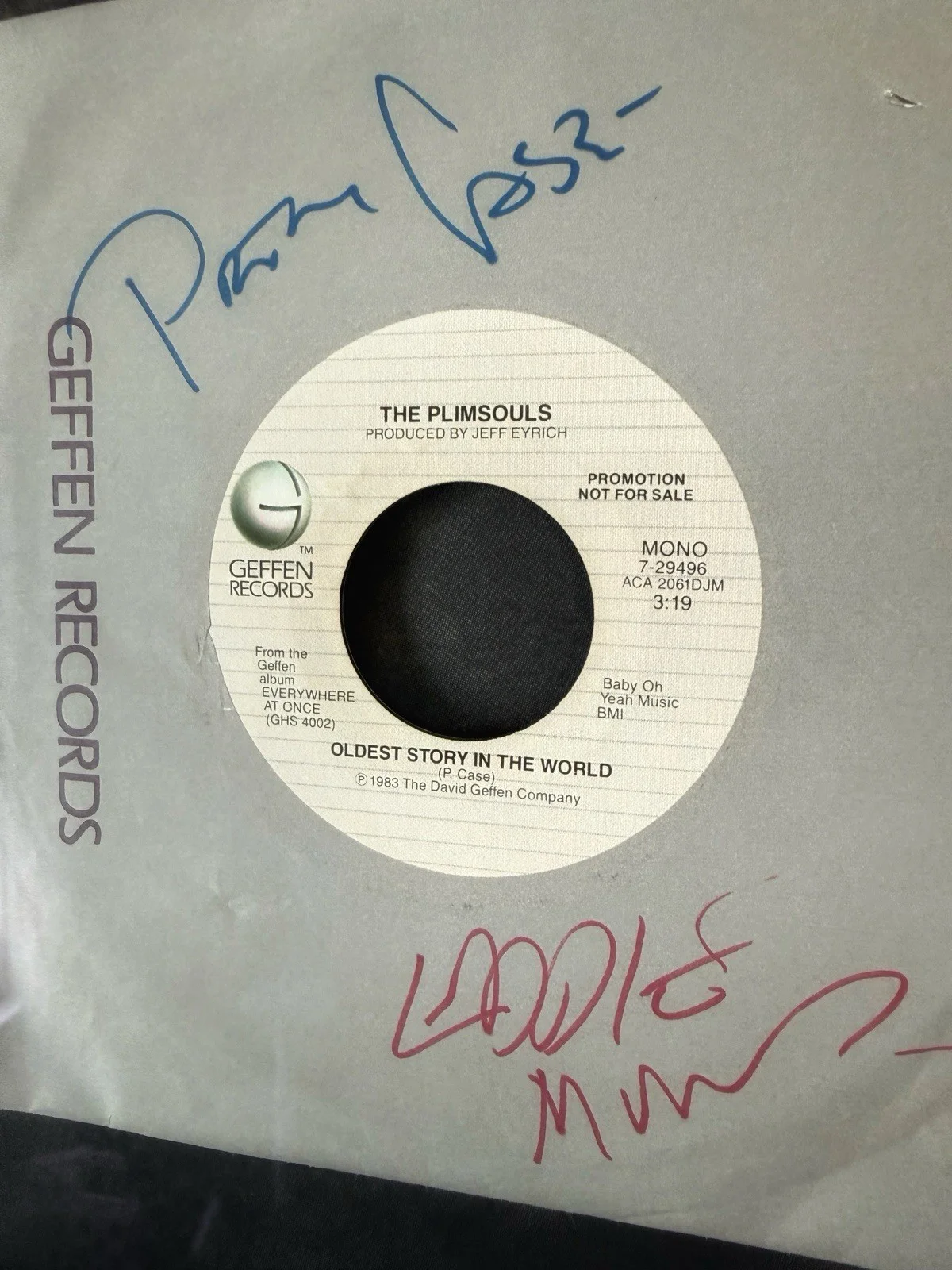 Extremely Rare Plimsouls Peter Case & Eddie Munoz Signed ‘45 Professional Framed, image 5