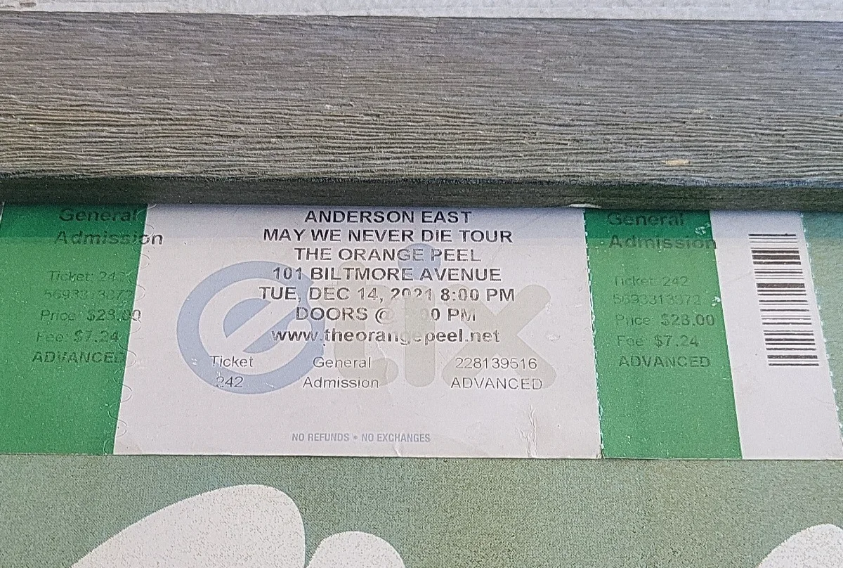 ANDERSON EAST Autographed 18"x24" Original 2021 Concert Poster w/ Ticket Stub, изображение 3