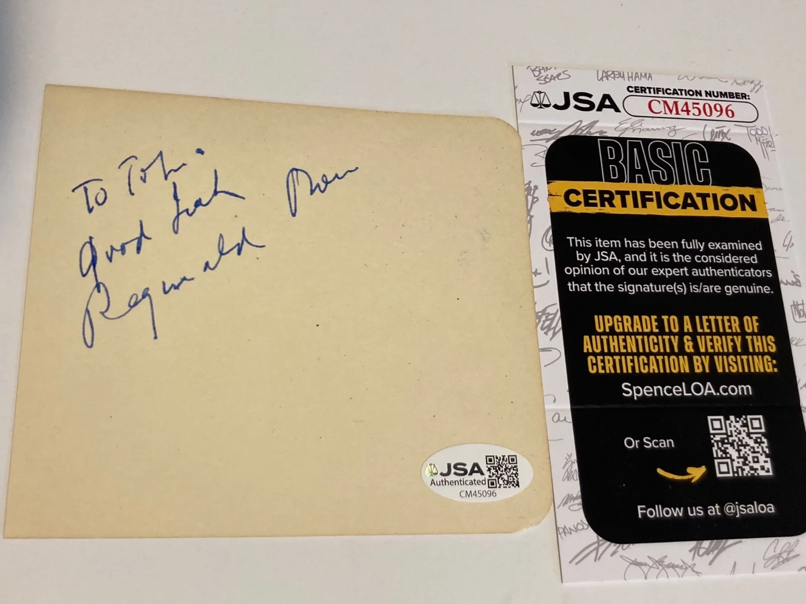 KIM NOVAK — KIM NOVAK signed 4x4 paper "VERTIGO", "OF HUMAN BONDAGE", "PICNIC" JSA#CM45096, изображение 2