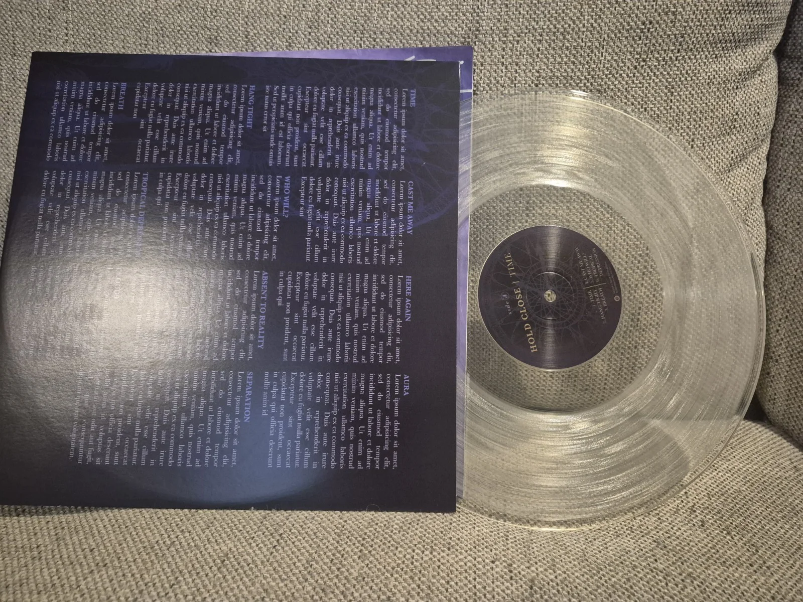 Time by Hold Close Vinyl Signed Autographed LP Record Clear Vinyl, image 3