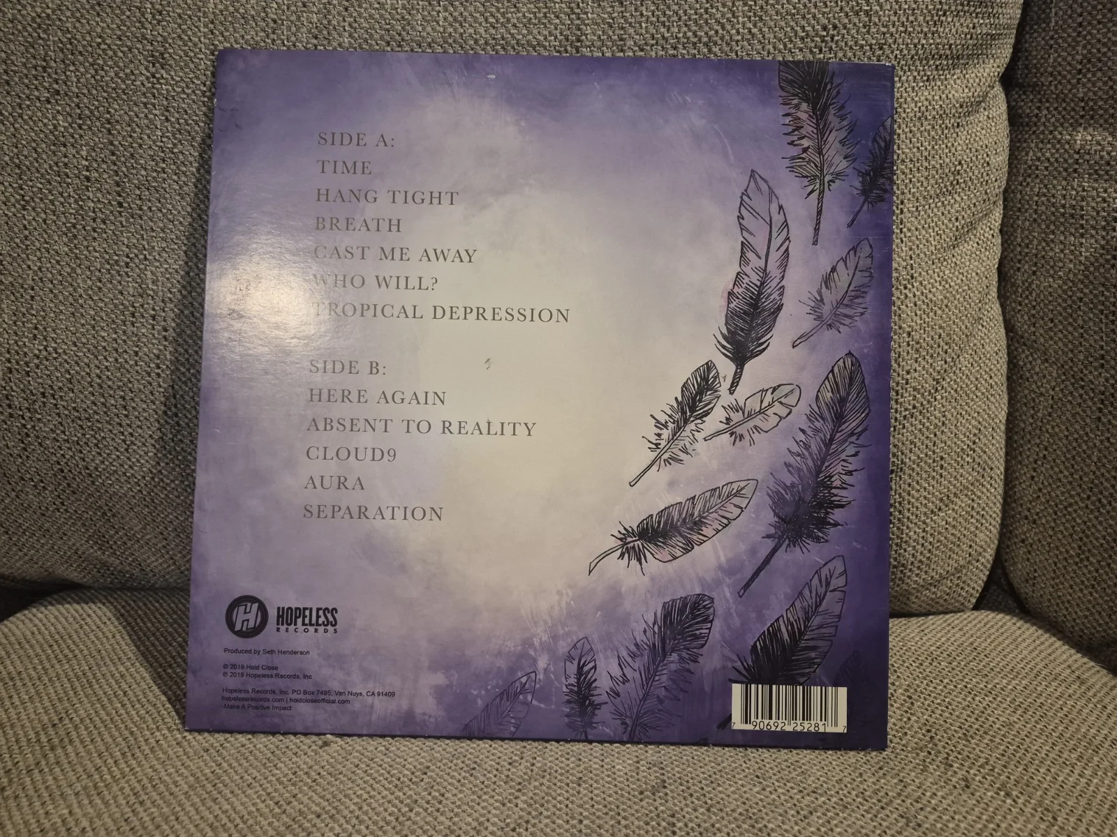 Time by Hold Close Vinyl Signed Autographed LP Record Clear Vinyl, image 4