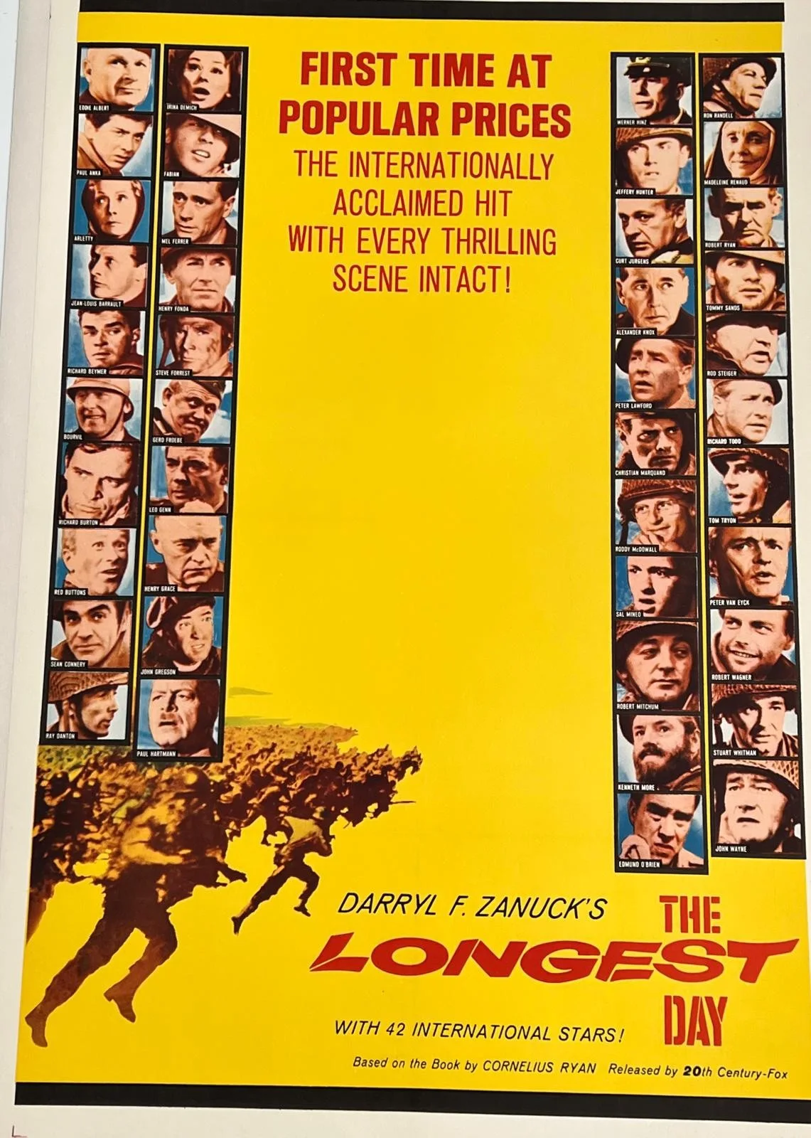 The Longest Day 1962 US 1 Sheet LINEN BACKED Film Poster 27x41" John Wayne WWII, изображение 5