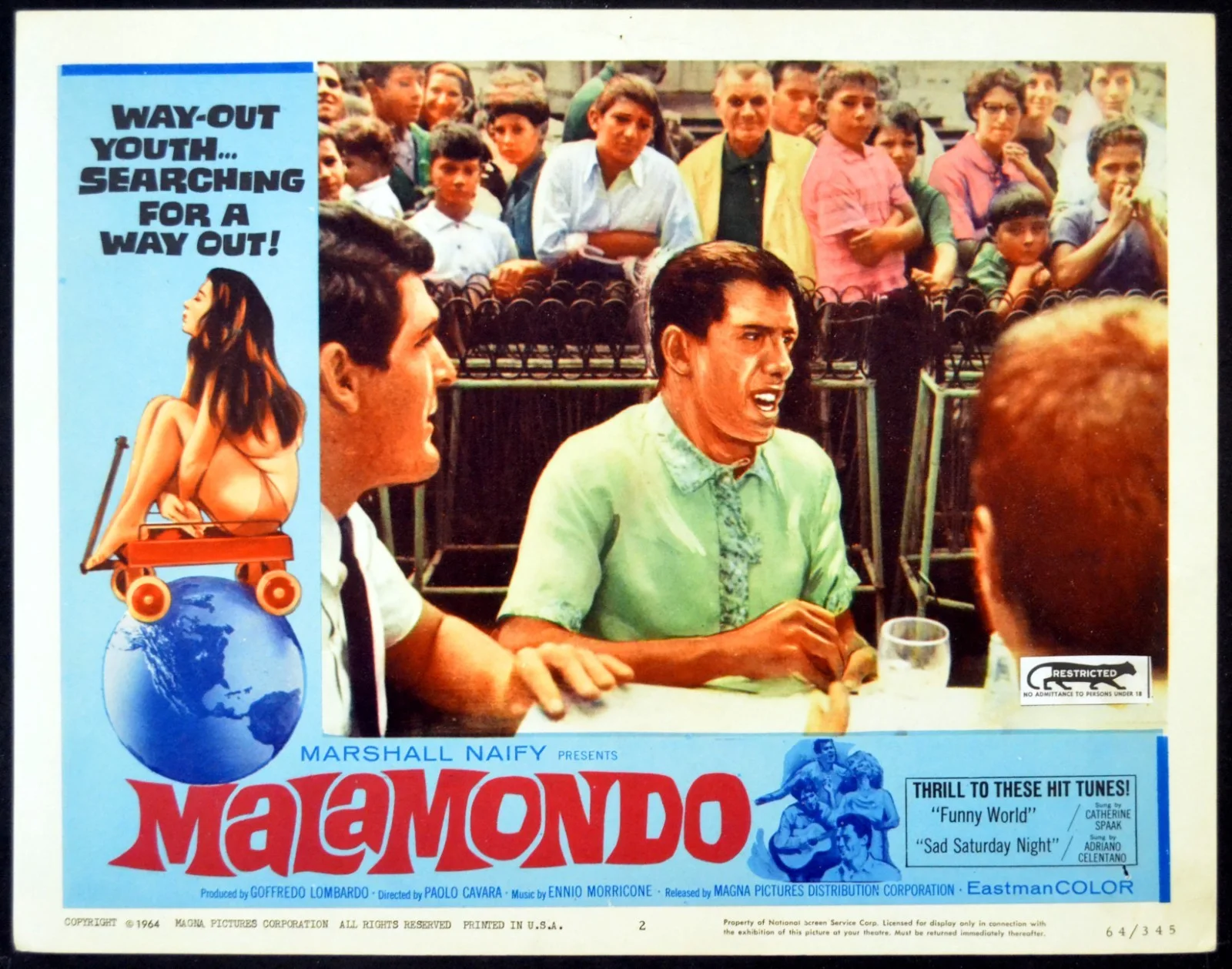 MALAMONDO 1964 Paolo Cavara, Adriano Celentano 6 LOBBY CARDS, изображение 2