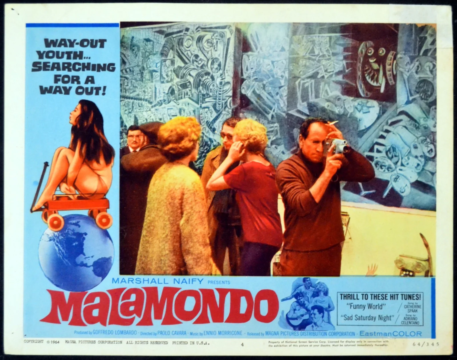 MALAMONDO 1964 Paolo Cavara, Adriano Celentano 6 LOBBY CARDS, изображение 3
