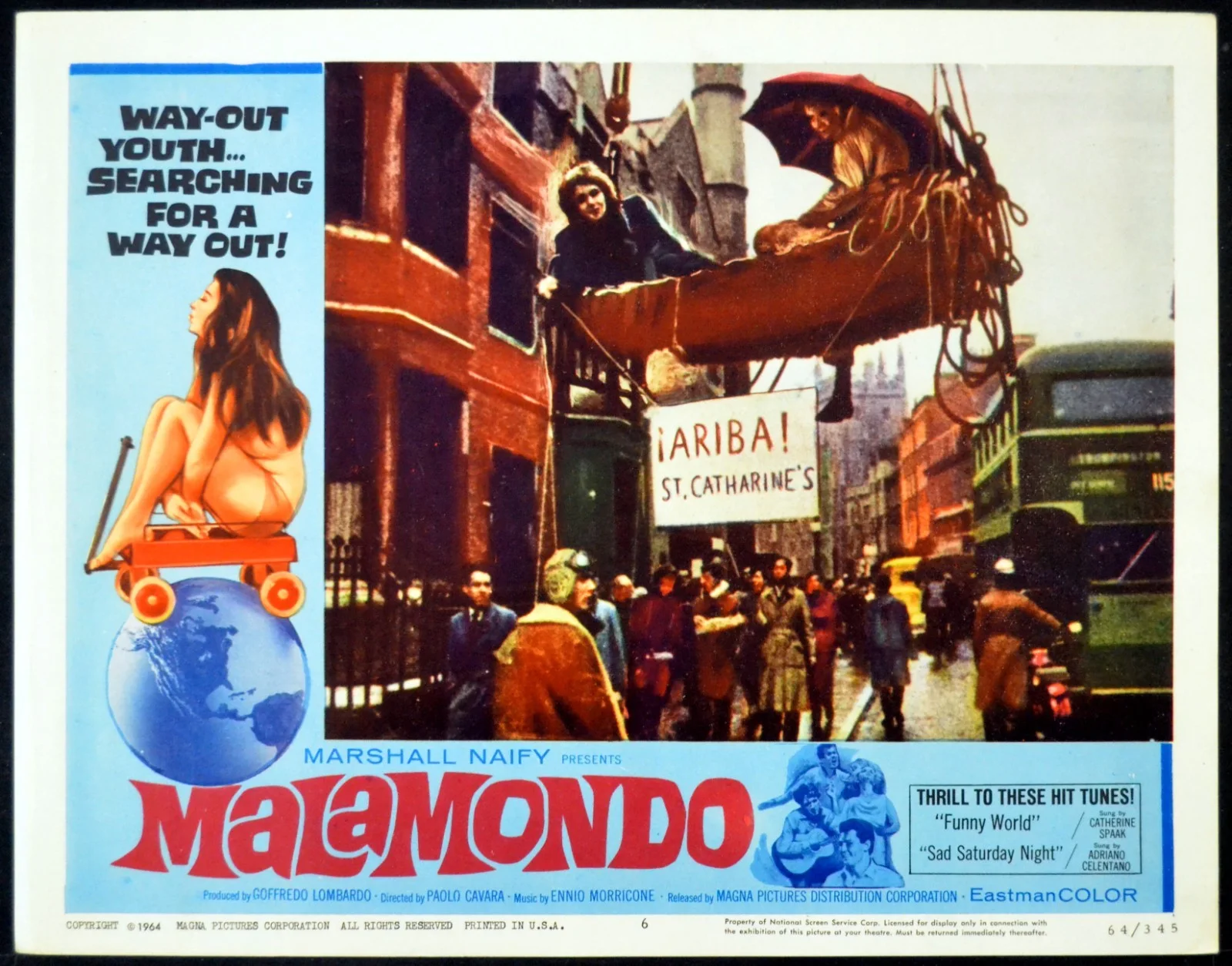 MALAMONDO 1964 Paolo Cavara, Adriano Celentano 6 LOBBY CARDS, изображение 5