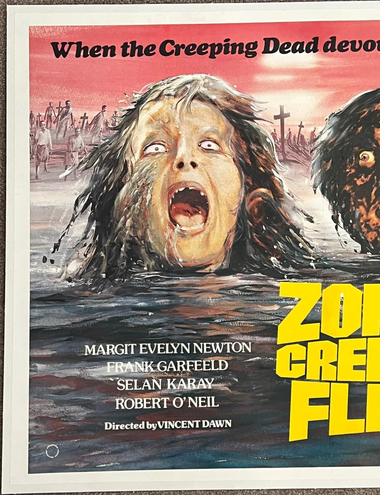 Zombie Creeping Flesh UK Quad 1980 Original LINEN BACKED Poster 30x40" AKA Virus, изображение 5