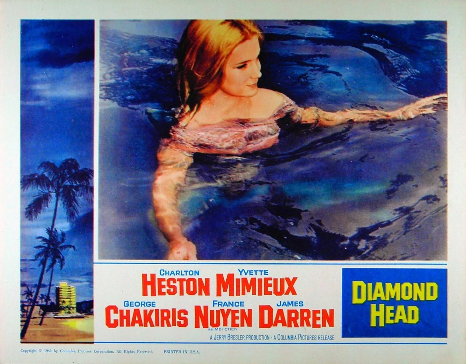 DIAMOND HEAD 1963 Charlton Heston, Yvette Mimieux 7 U.S. LOBBY CARDS, изображение 3